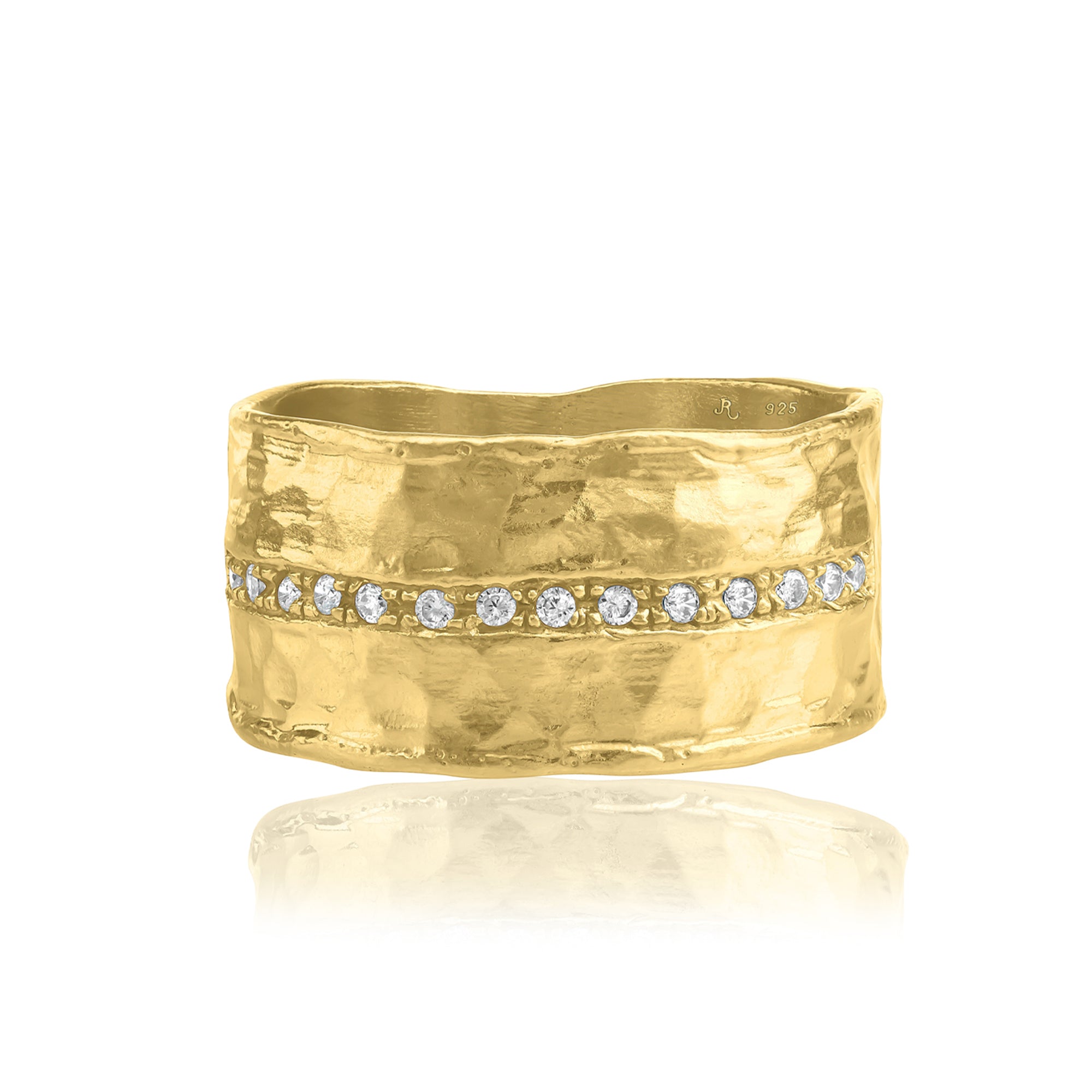Anello Half Eternity CZ in oro 14K su argento sterling
