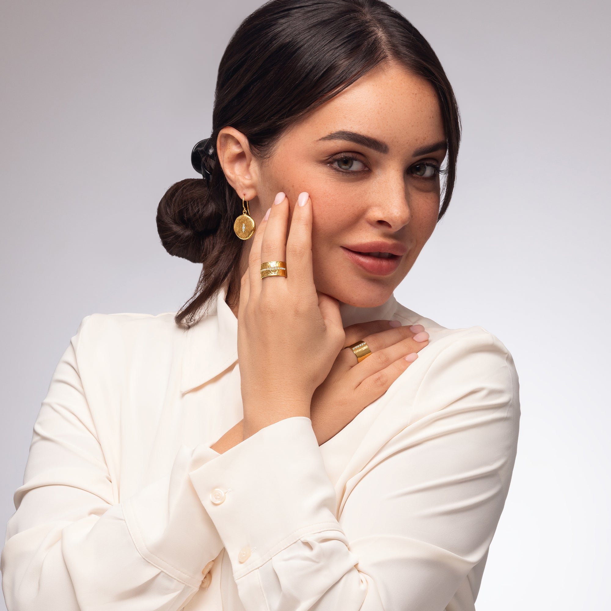 Anello Half Eternity CZ in oro 14K su argento sterling