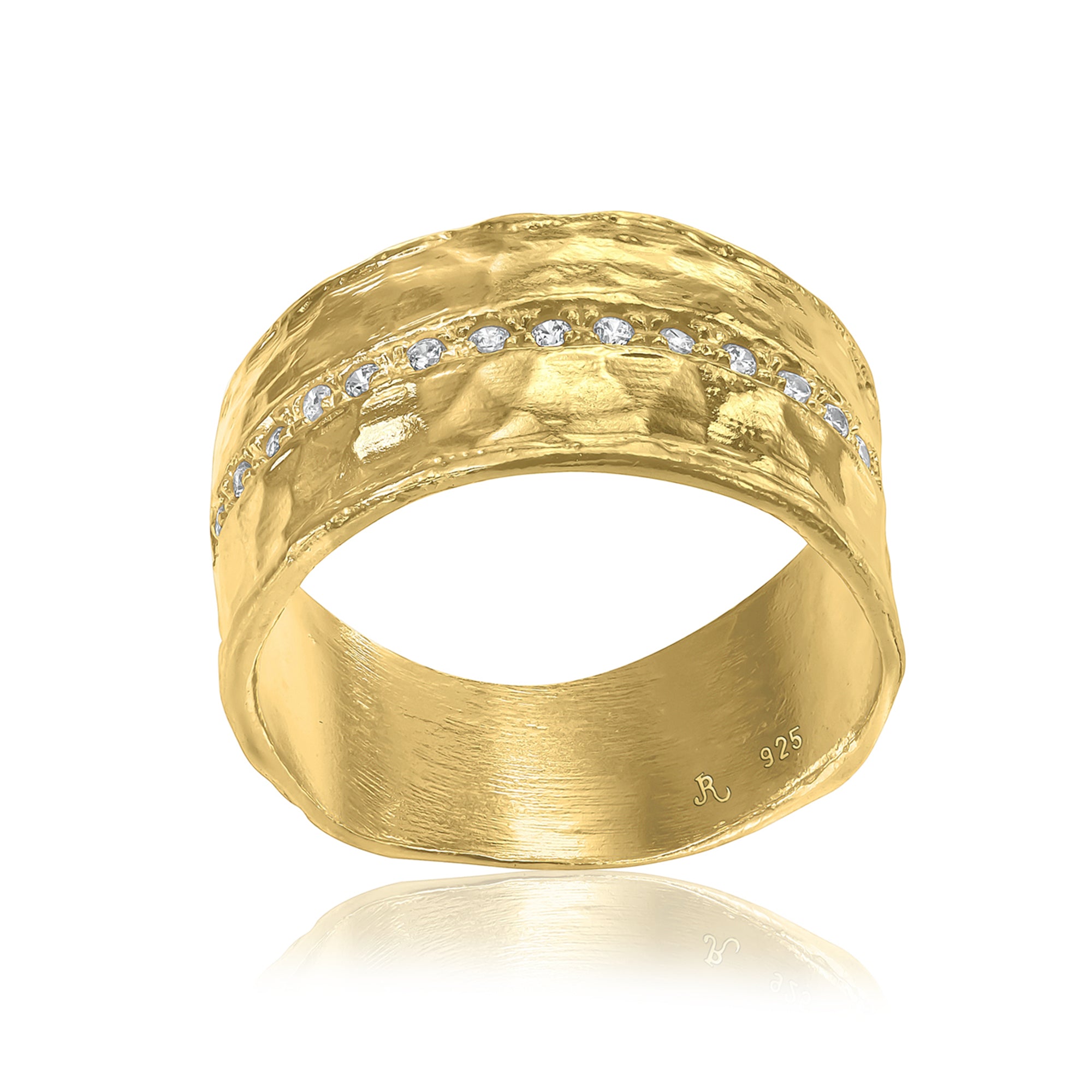 Anello Half Eternity CZ in oro 14K su argento sterling