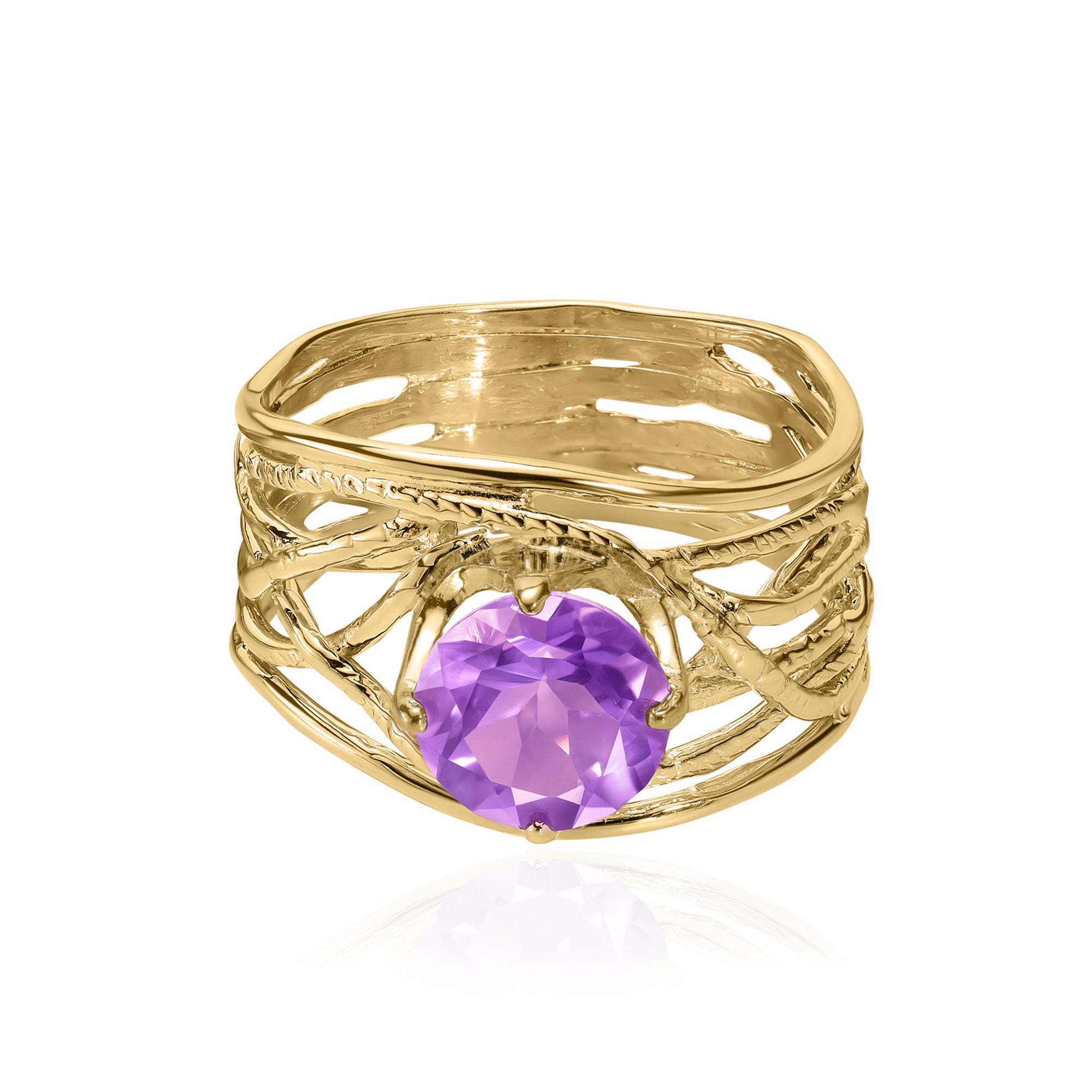14K Gold Amethyst Wire Wrap Ring
