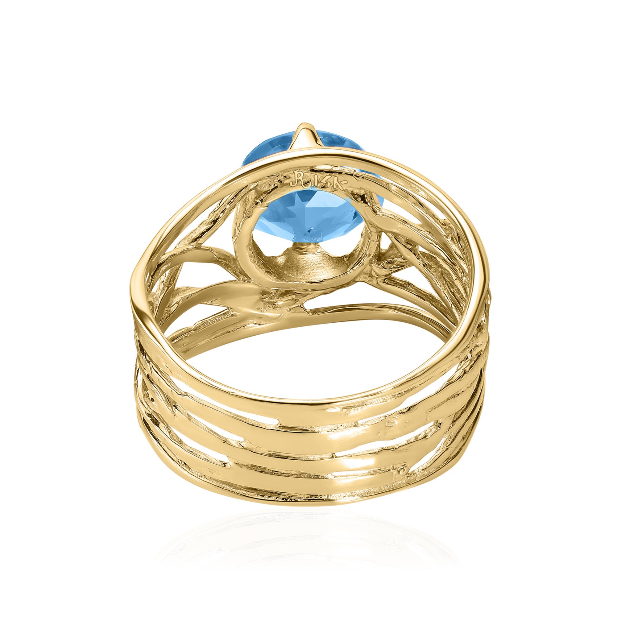 14K Gold Blue Topaz Wire Wrap Ring
