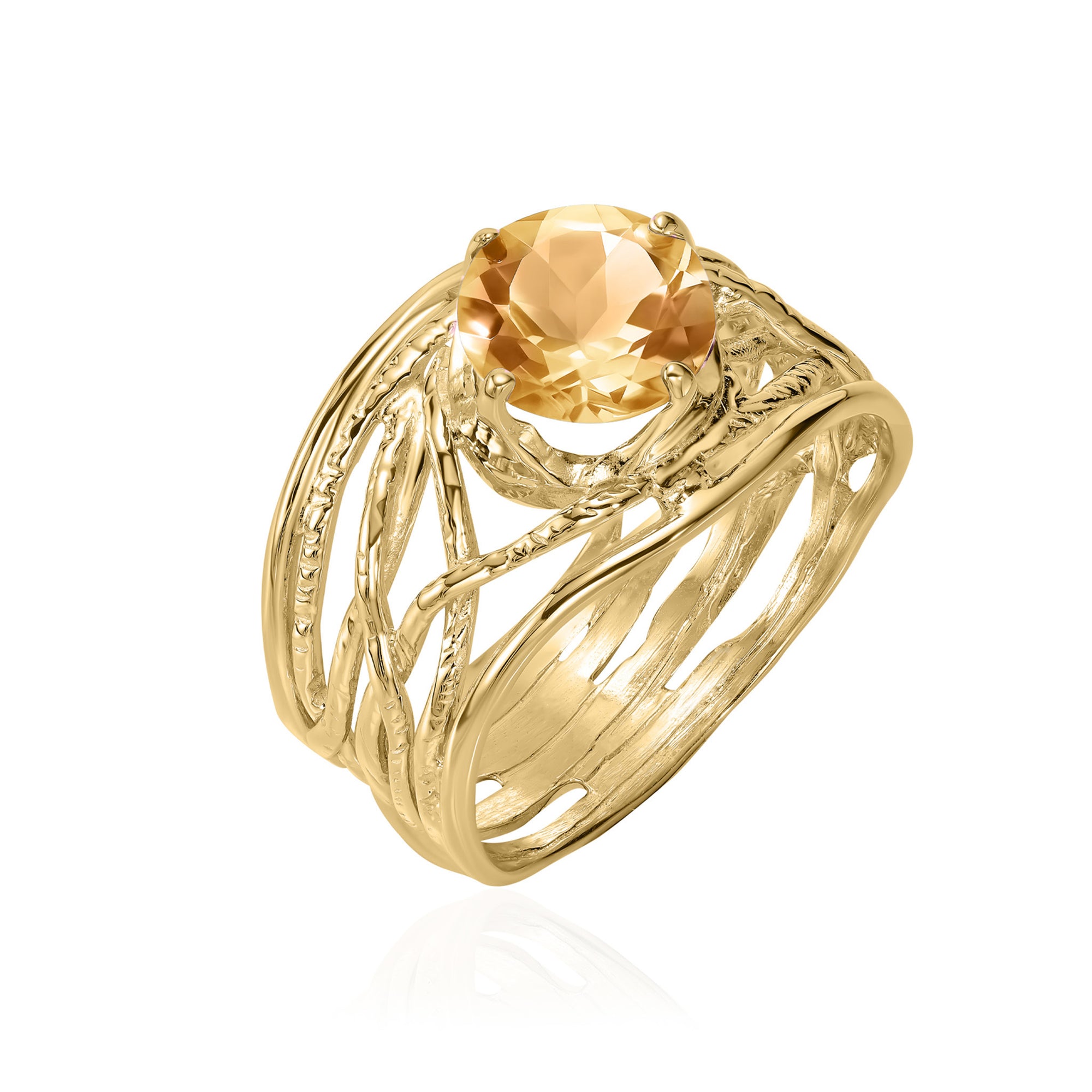 14K Gold Citrine Wire Wrap Ring