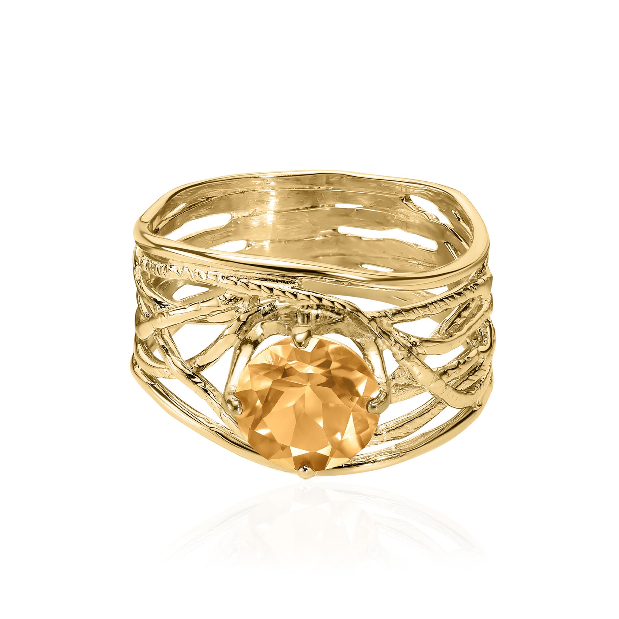 14K Gold Citrine Wire Wrap Ring