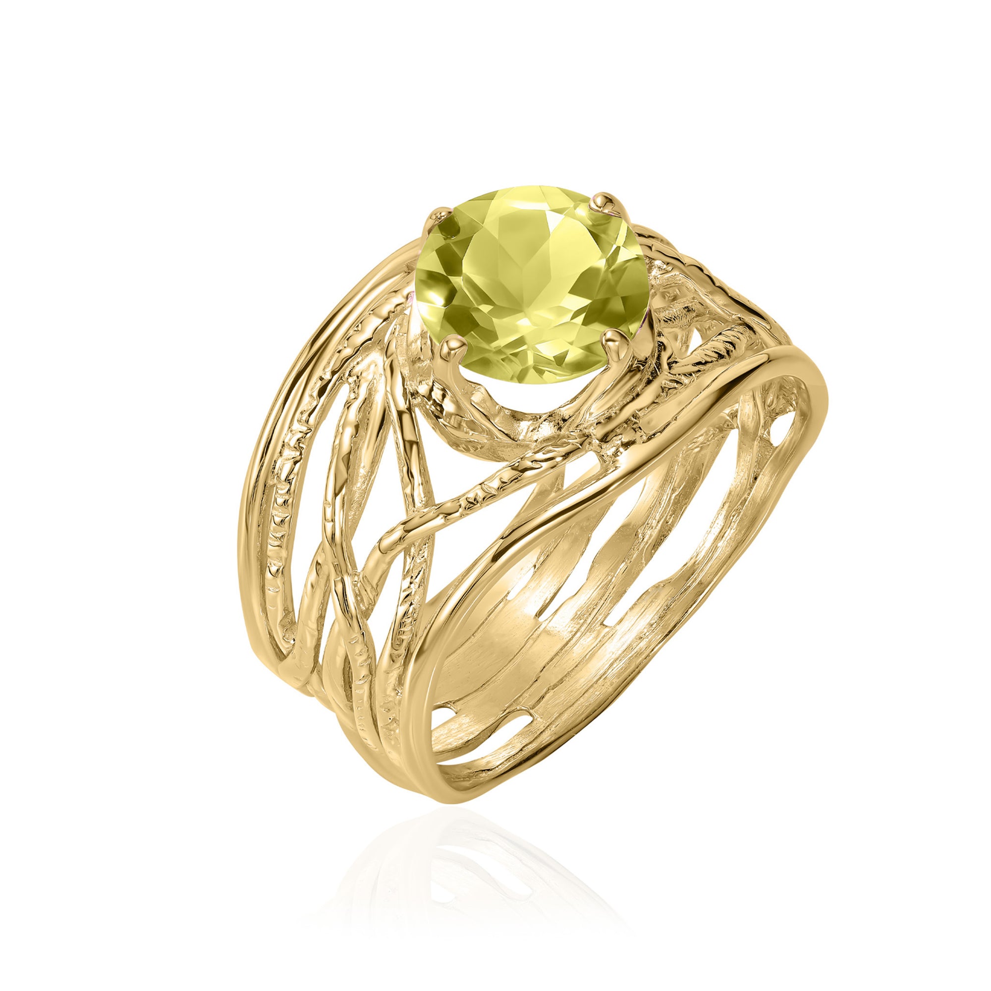 14K Gold Peridot Wire Wrap Ring