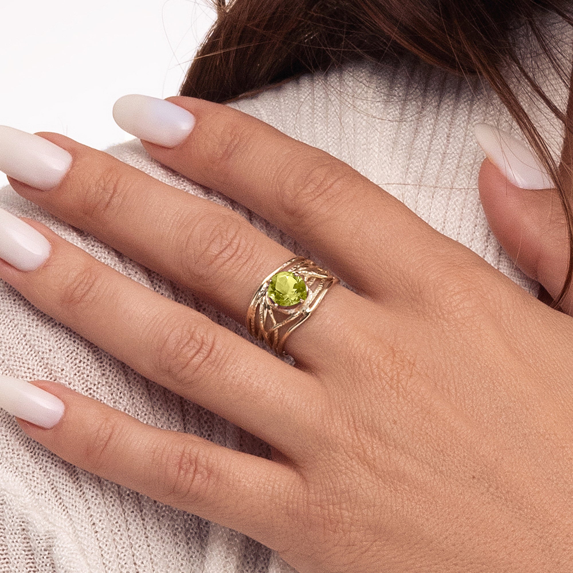 14K Gold Peridot Wire Wrap Ring