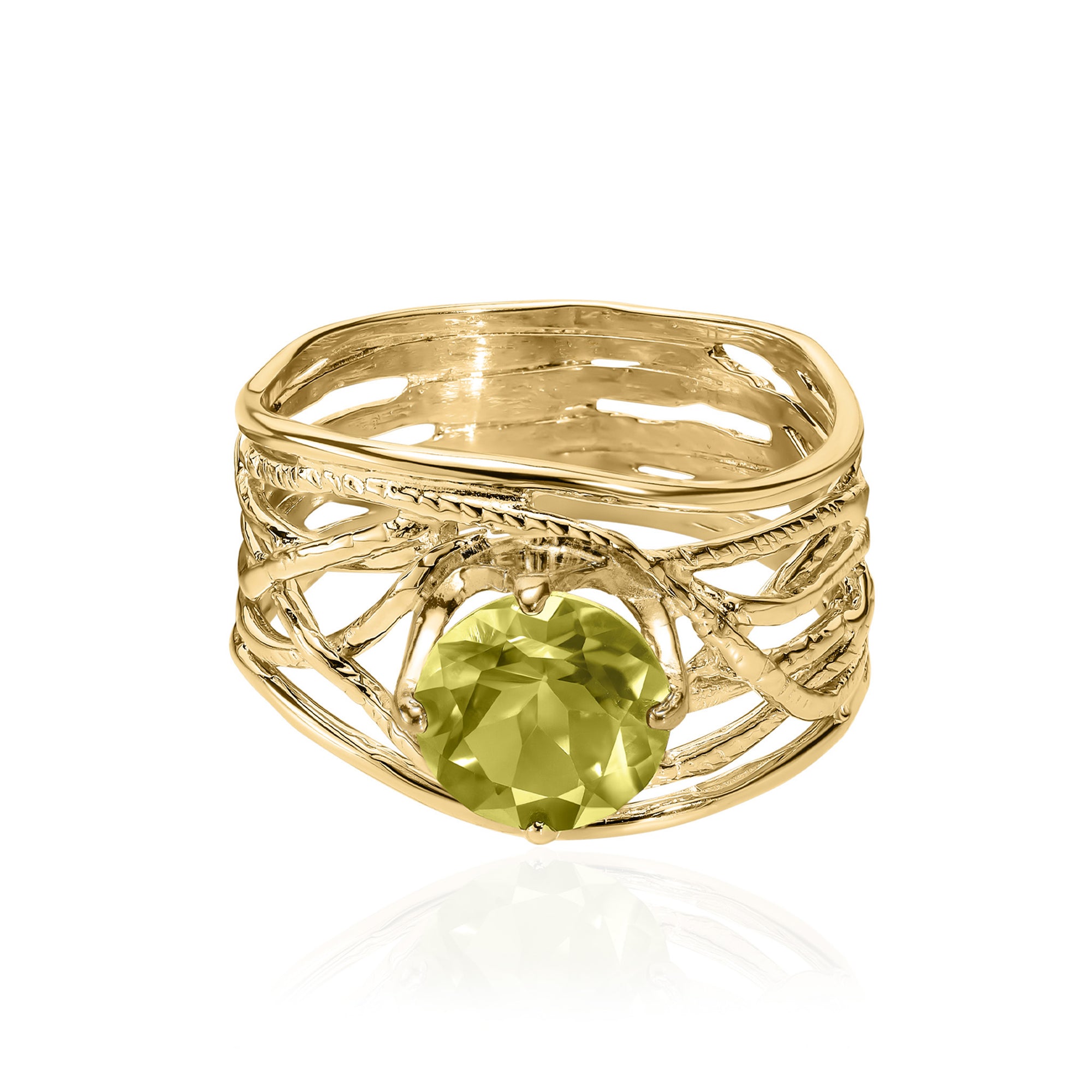 14K Gold Peridot Wire Wrap Ring