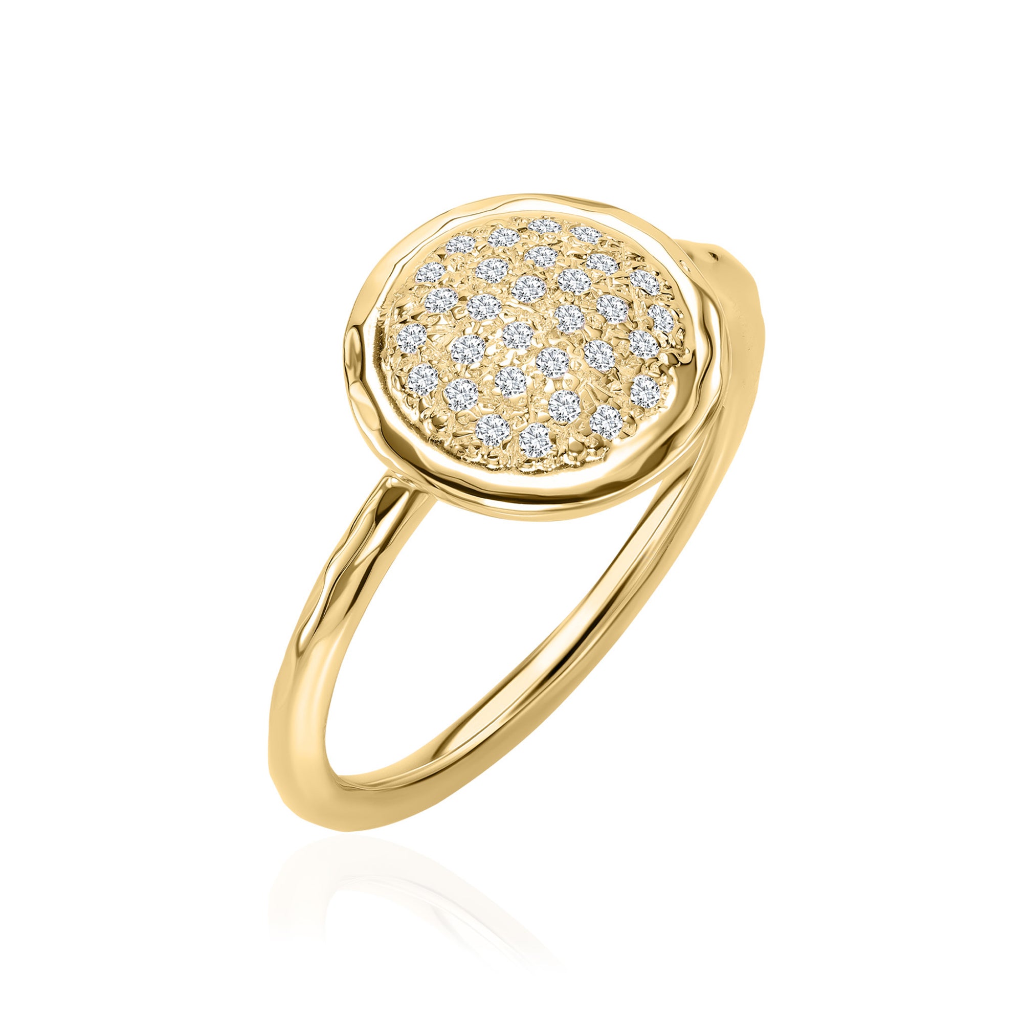 14K Gold Diamond Circle Cluster Ring