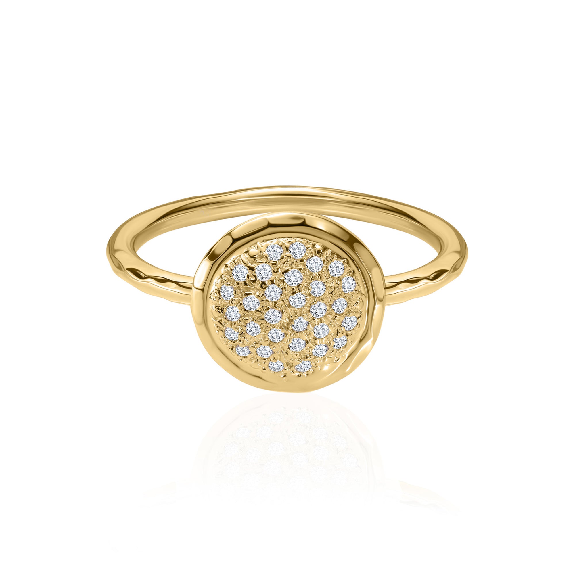 14K Gold Diamond Circle Cluster Ring