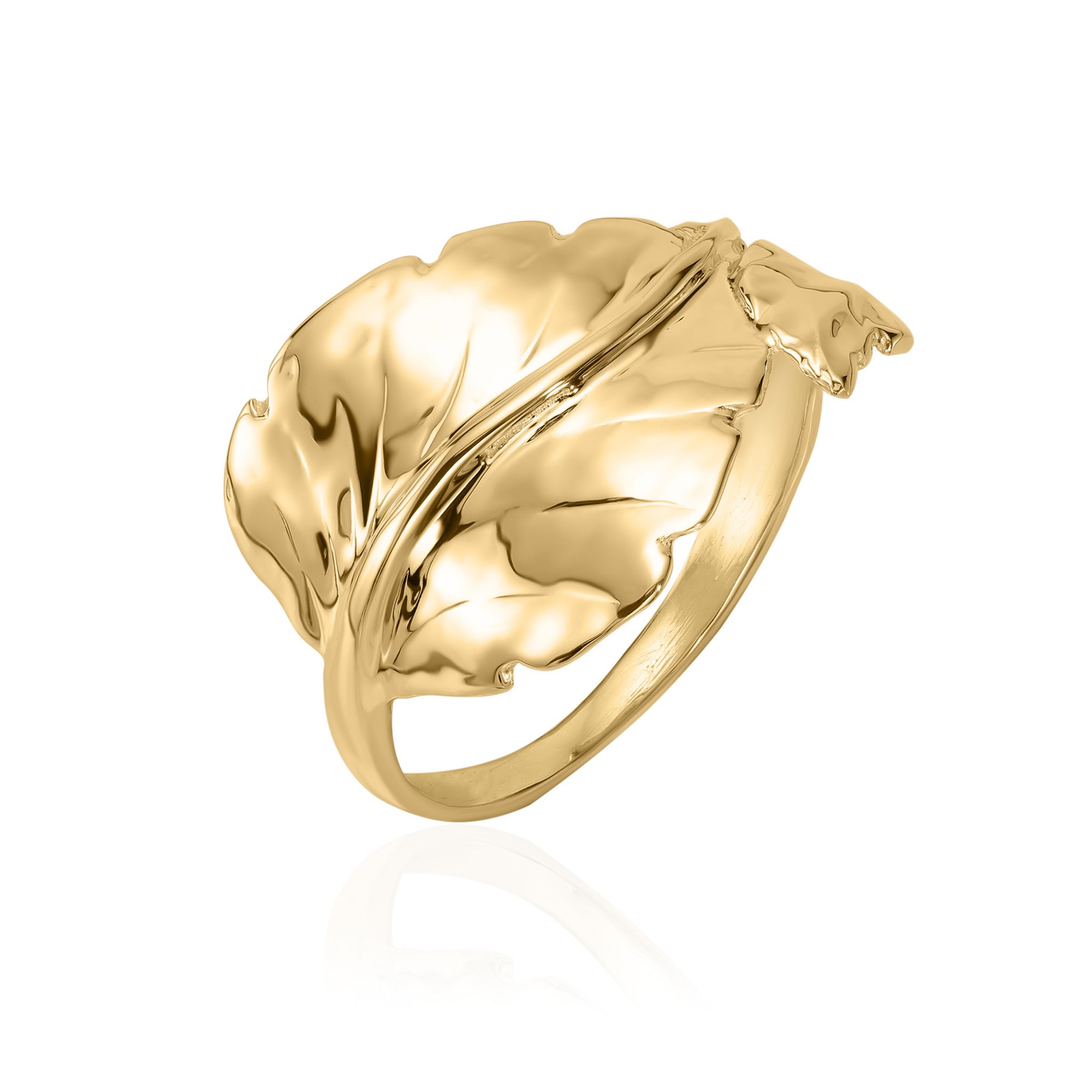 Anello foglia oro 14K