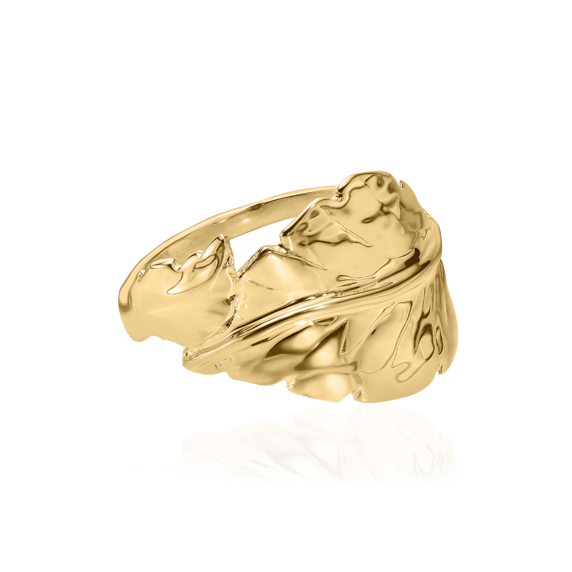 Anello foglia oro 14K