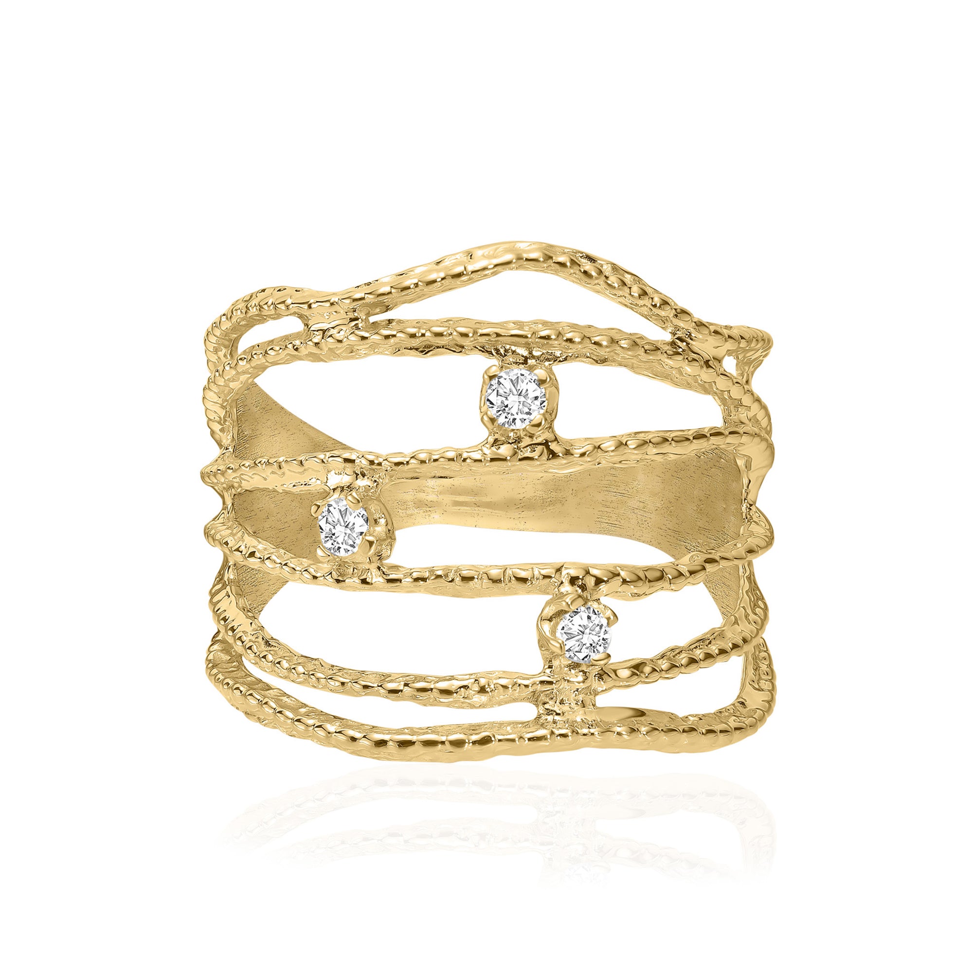14K Gold Diamond Beaded Wrap Ring