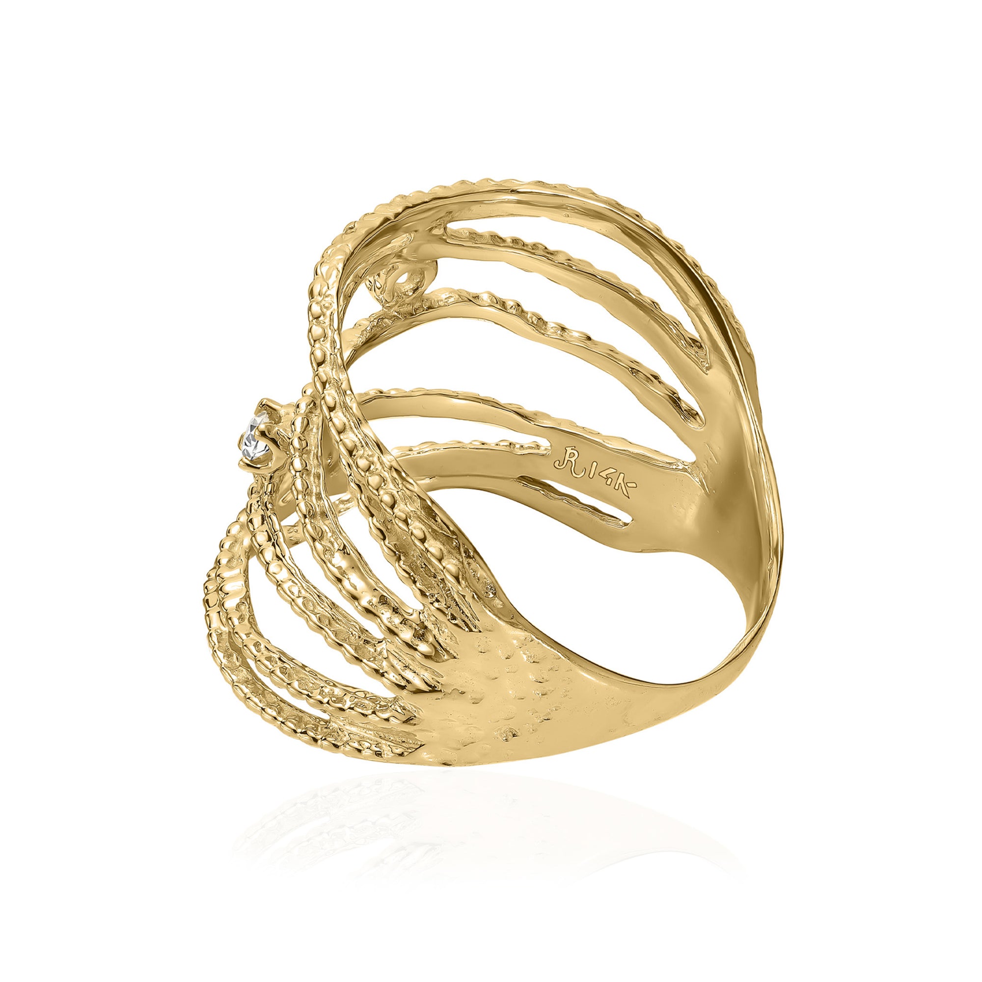 14K Gold Diamond Beaded Wrap Ring