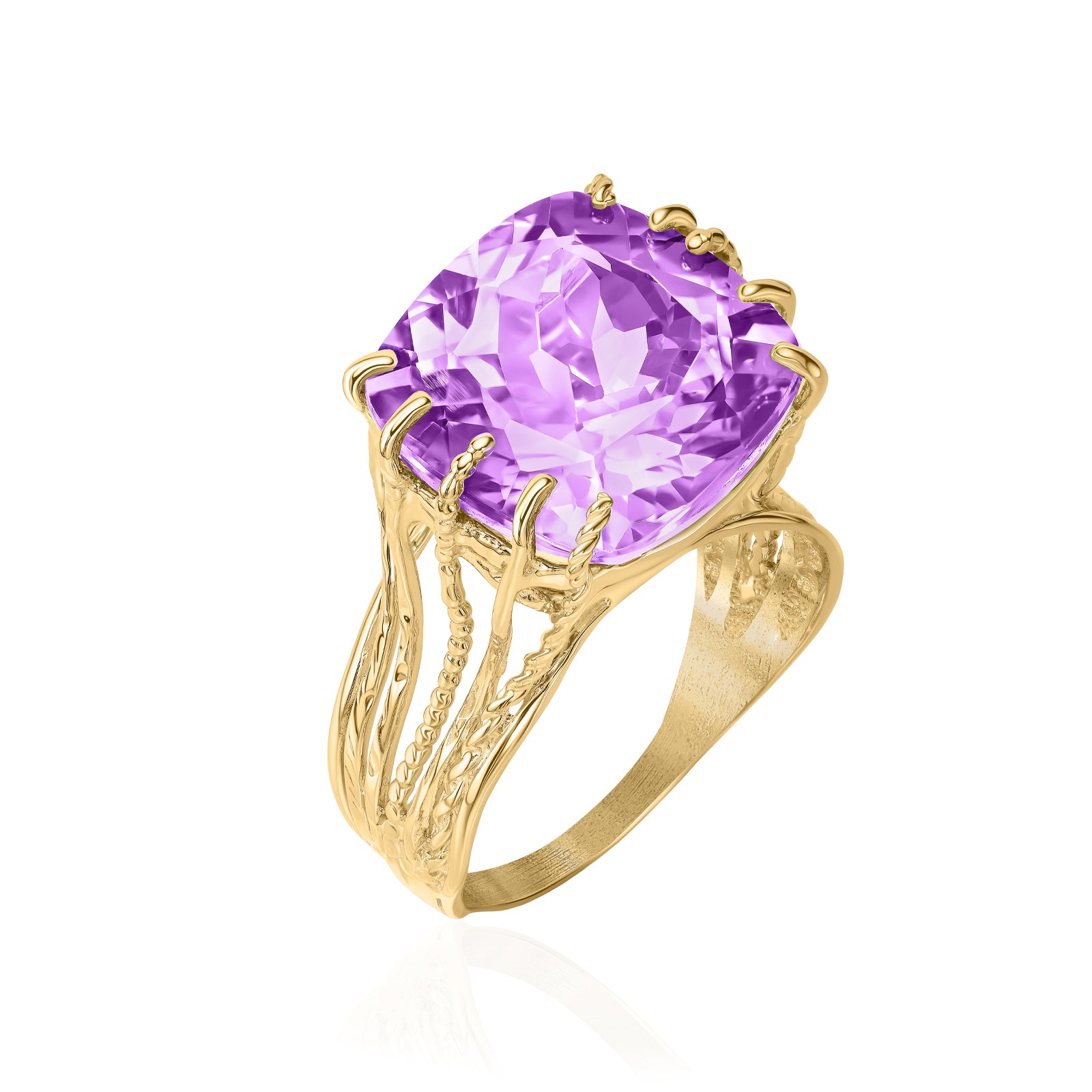 Anello in oro 14K con ametista