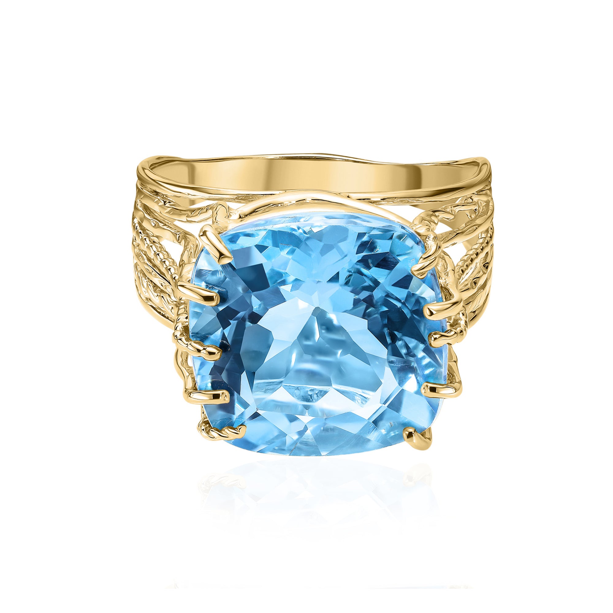 14K Gold Blue Topaz Ring