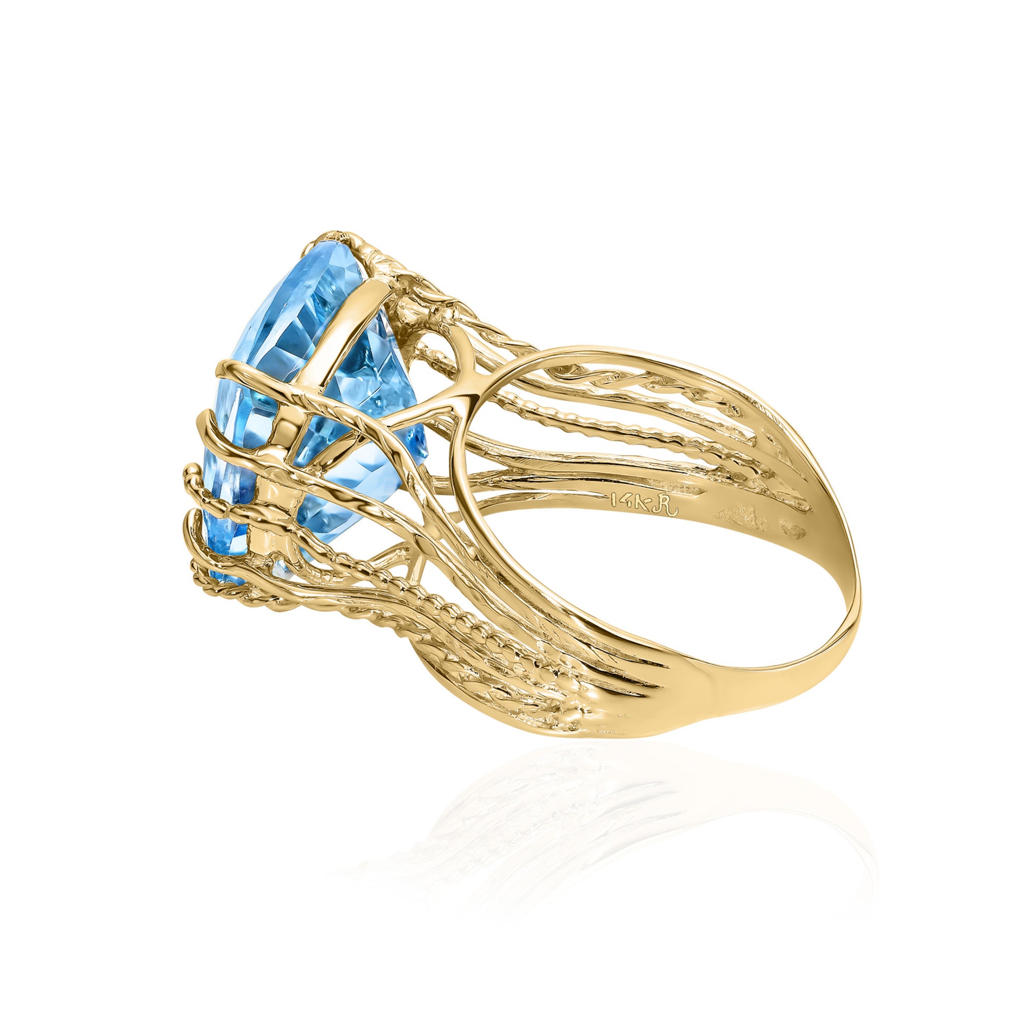 14K Gold Blue Topaz Ring