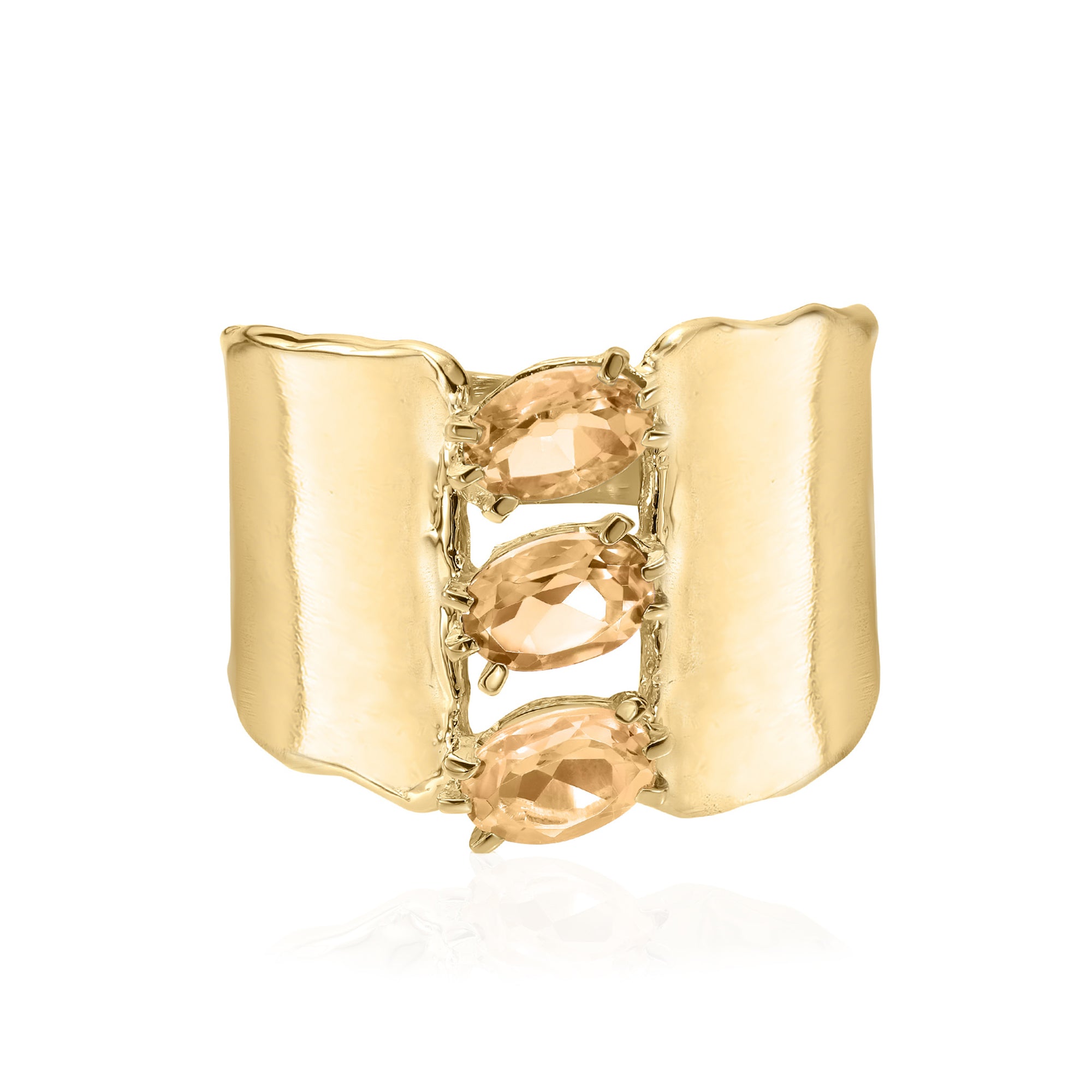 Anello Trio Citrino in Oro 14K