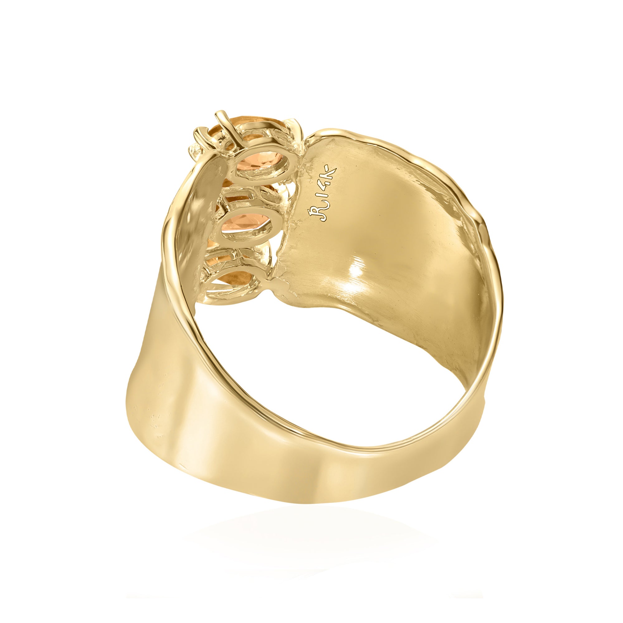 Anello Trio Citrino in Oro 14K