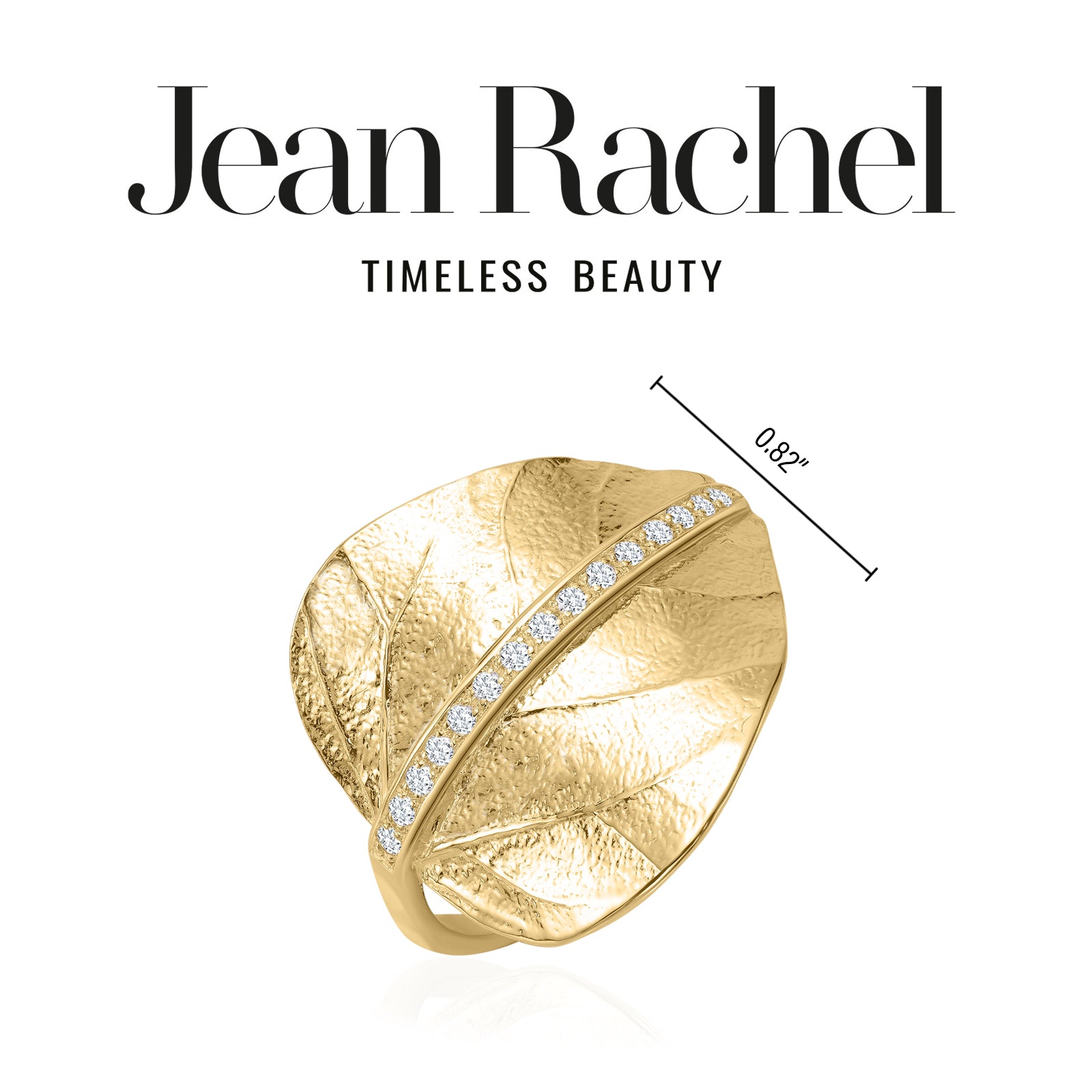 Anello con foglia di diamanti e pavé in oro 14K
