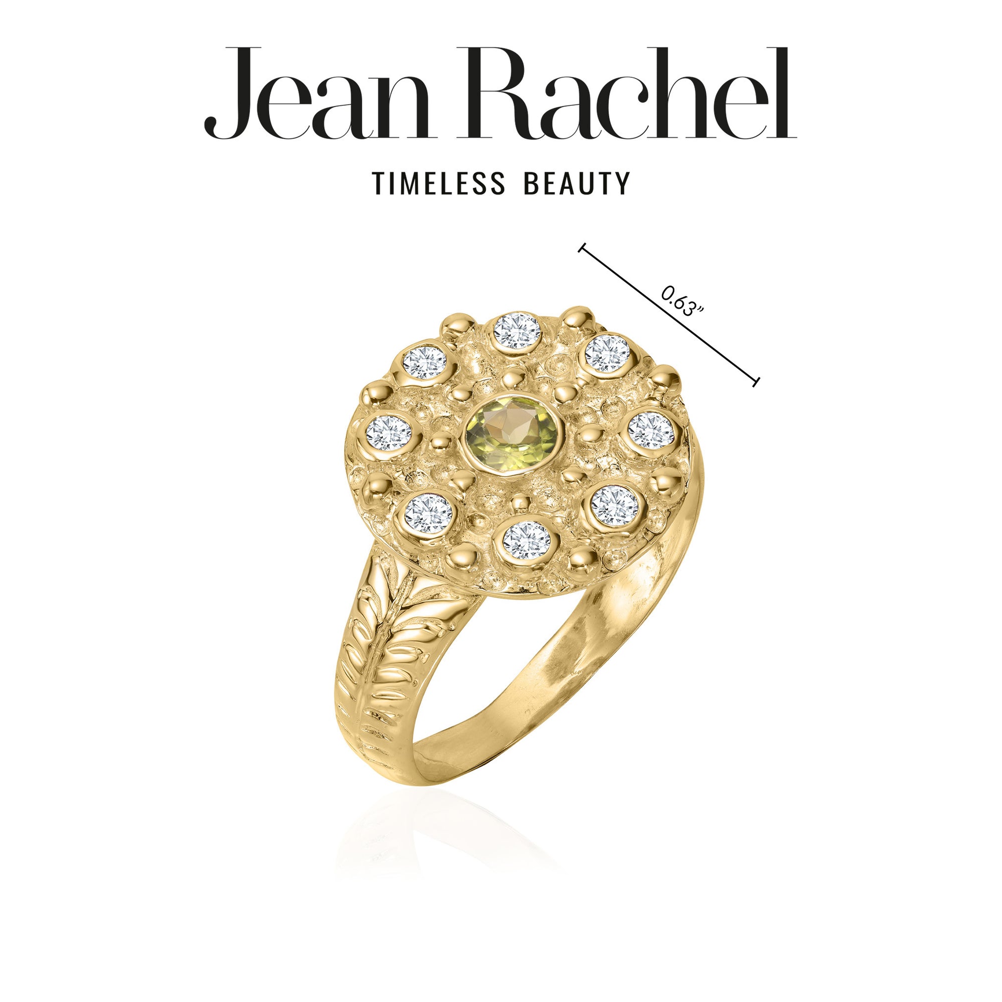 Anello in oro 14K con peridoto e zaffiro bianco
