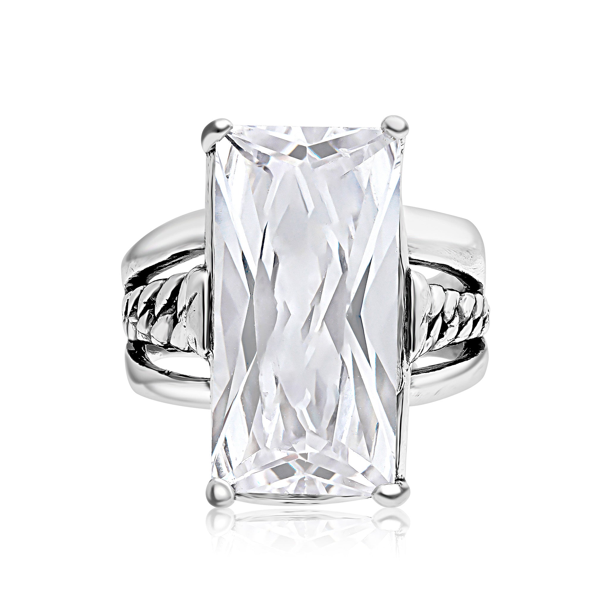 Sterling Silver Baguette CZ Curb Chain Ring – Jean Rachel