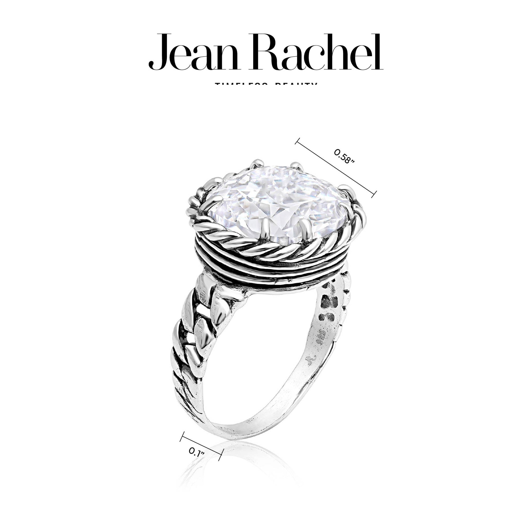 Sterling Silver CZ Braid Chain Ring