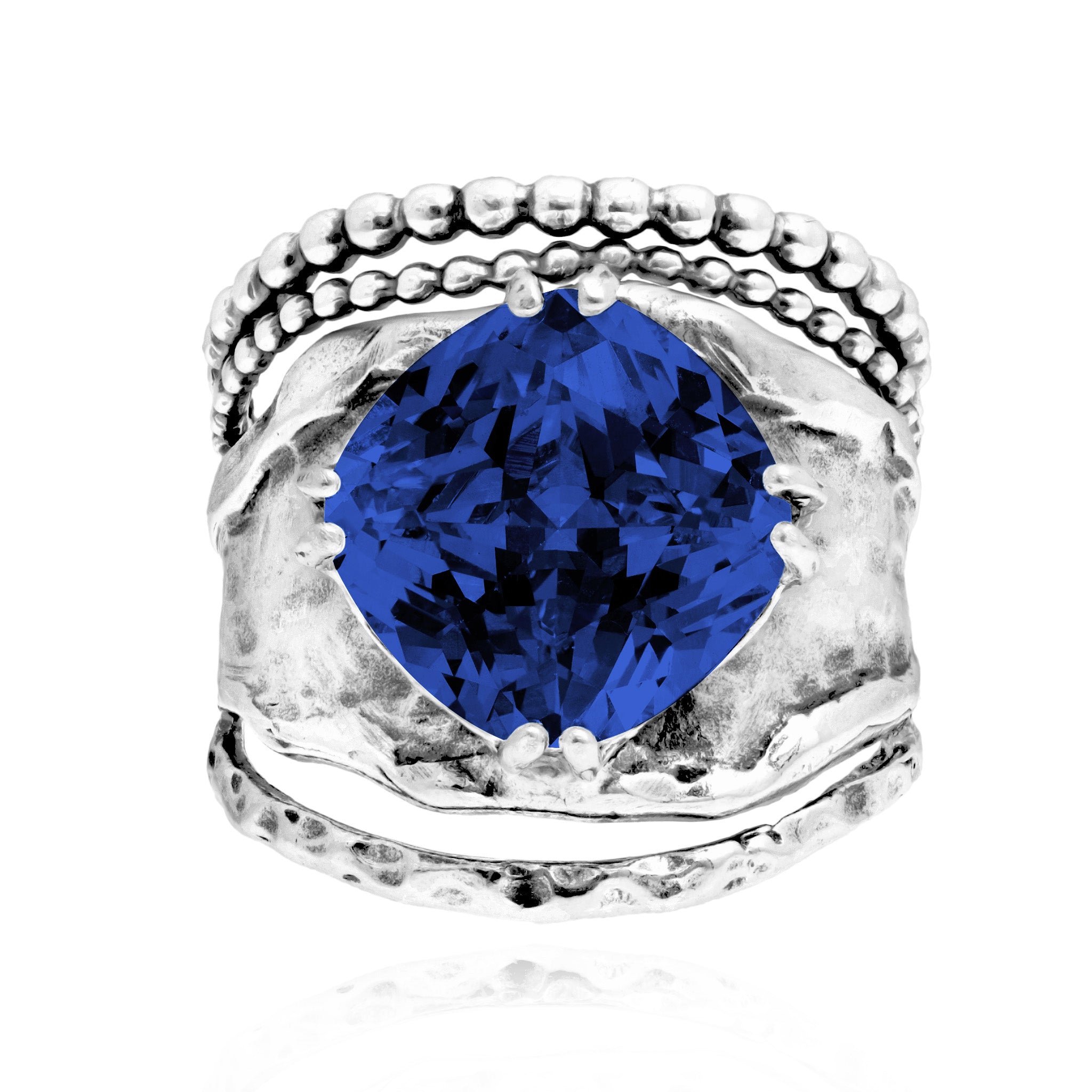 Bold Sterling Silver Sapphire CZ Ring – Jean Rachel Jewelry