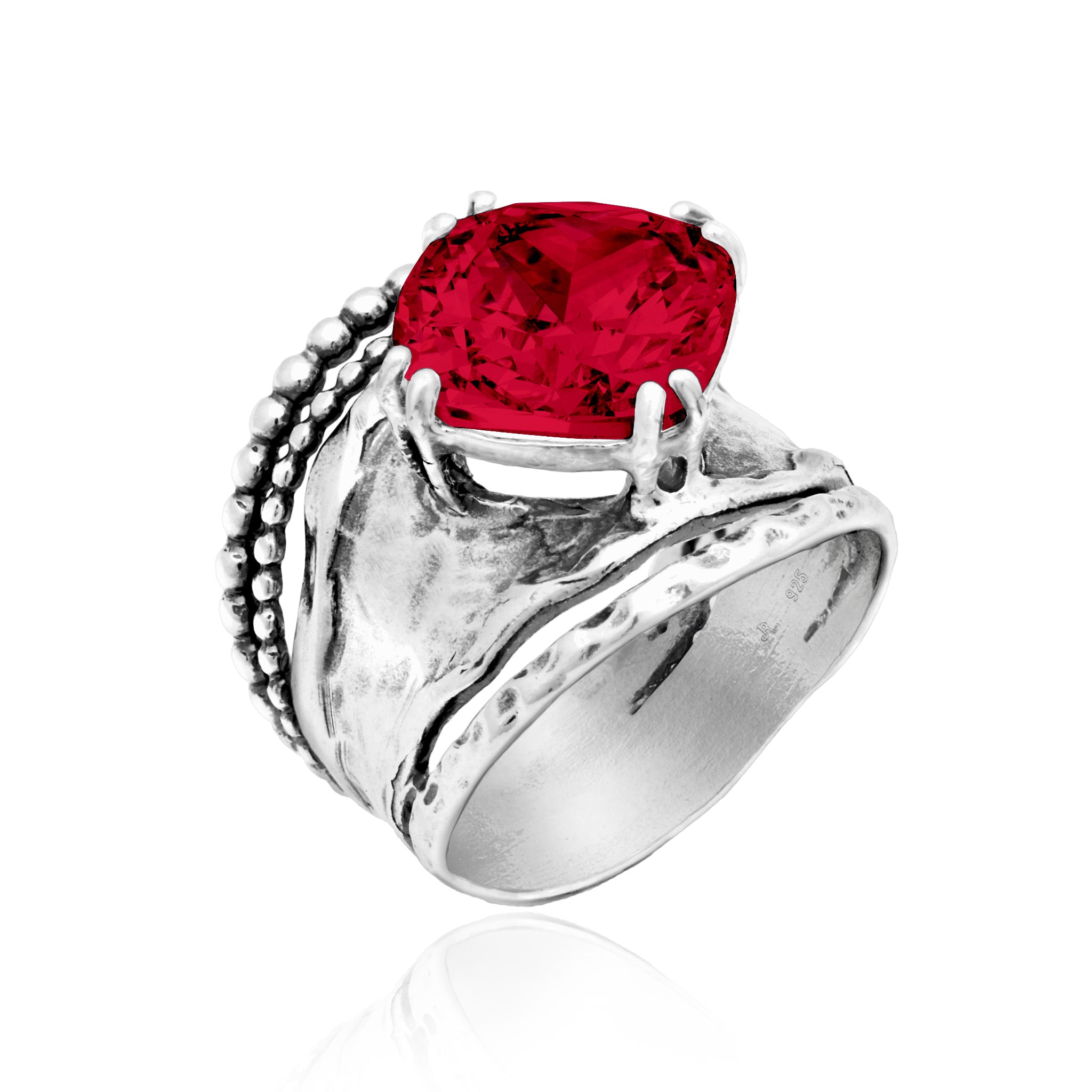 Bold Sterling Silver Ruby CZ Ring – Jean Rachel Jewelry