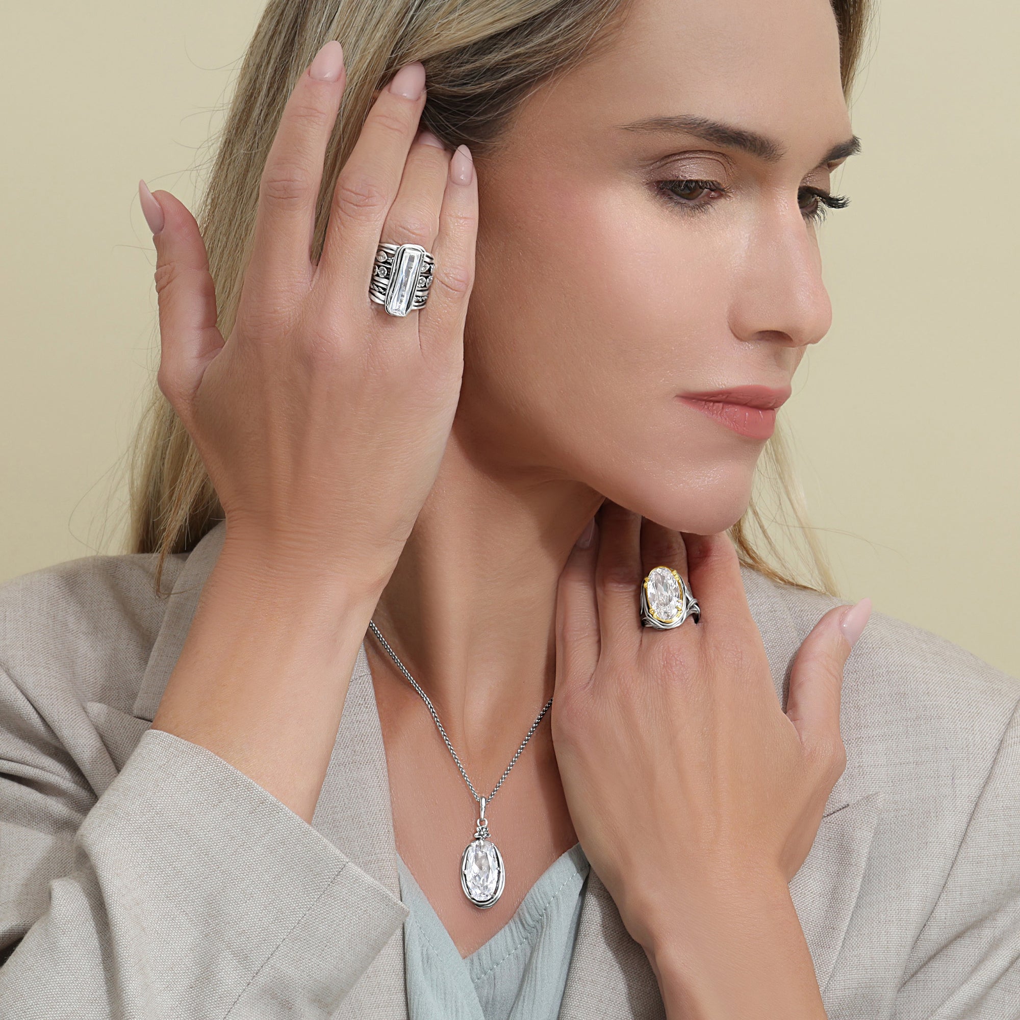 Sterling Silver Baguette CZ Floral Ring