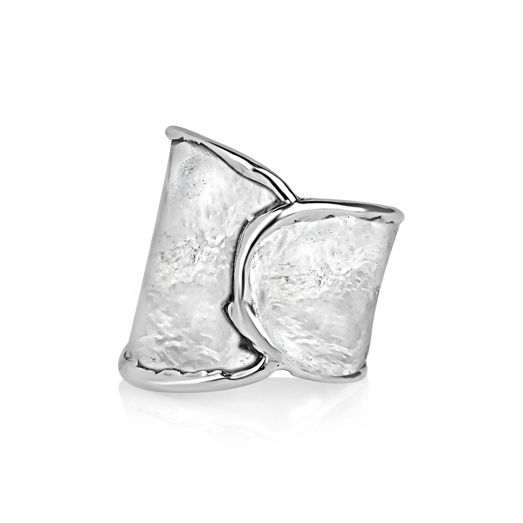 Anello largo in argento sterling martellato