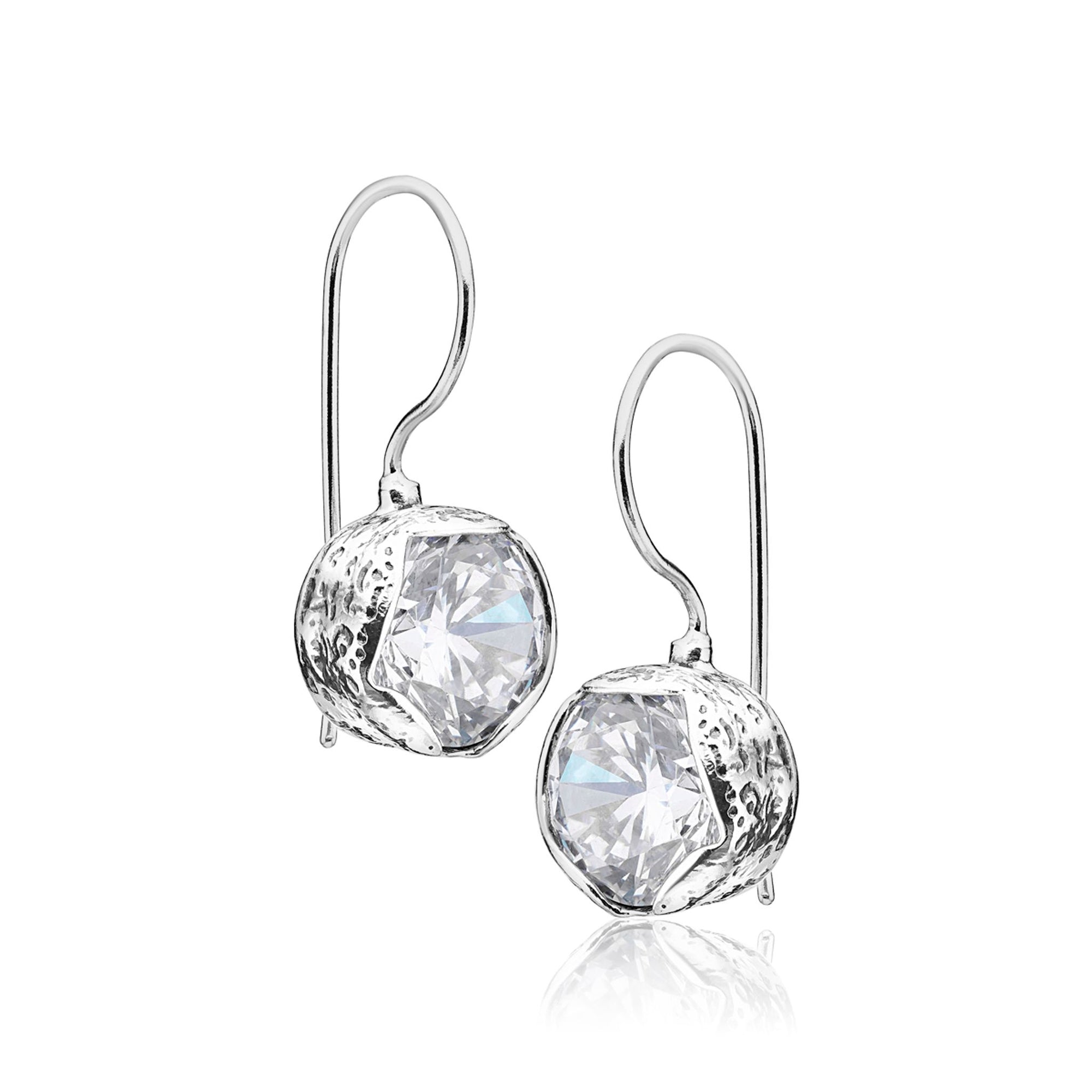 Sterling Silver CZ Dangle Earrings