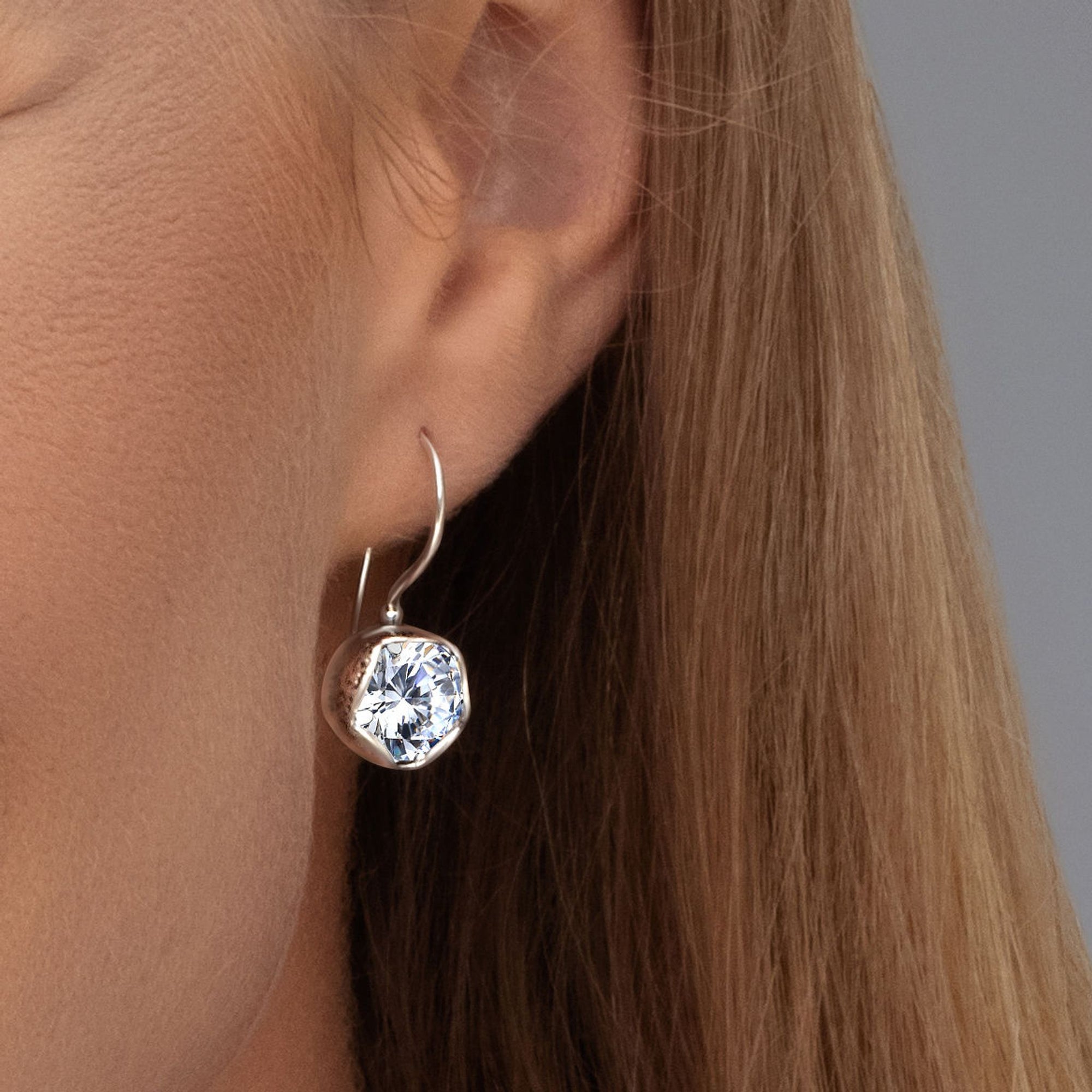 Sterling Silver CZ Dangle Earrings
