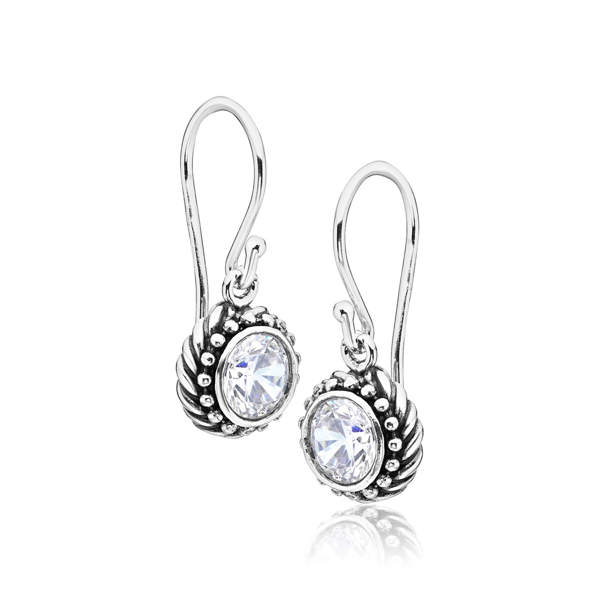 Sterling Silver CZ Rope Earrings
