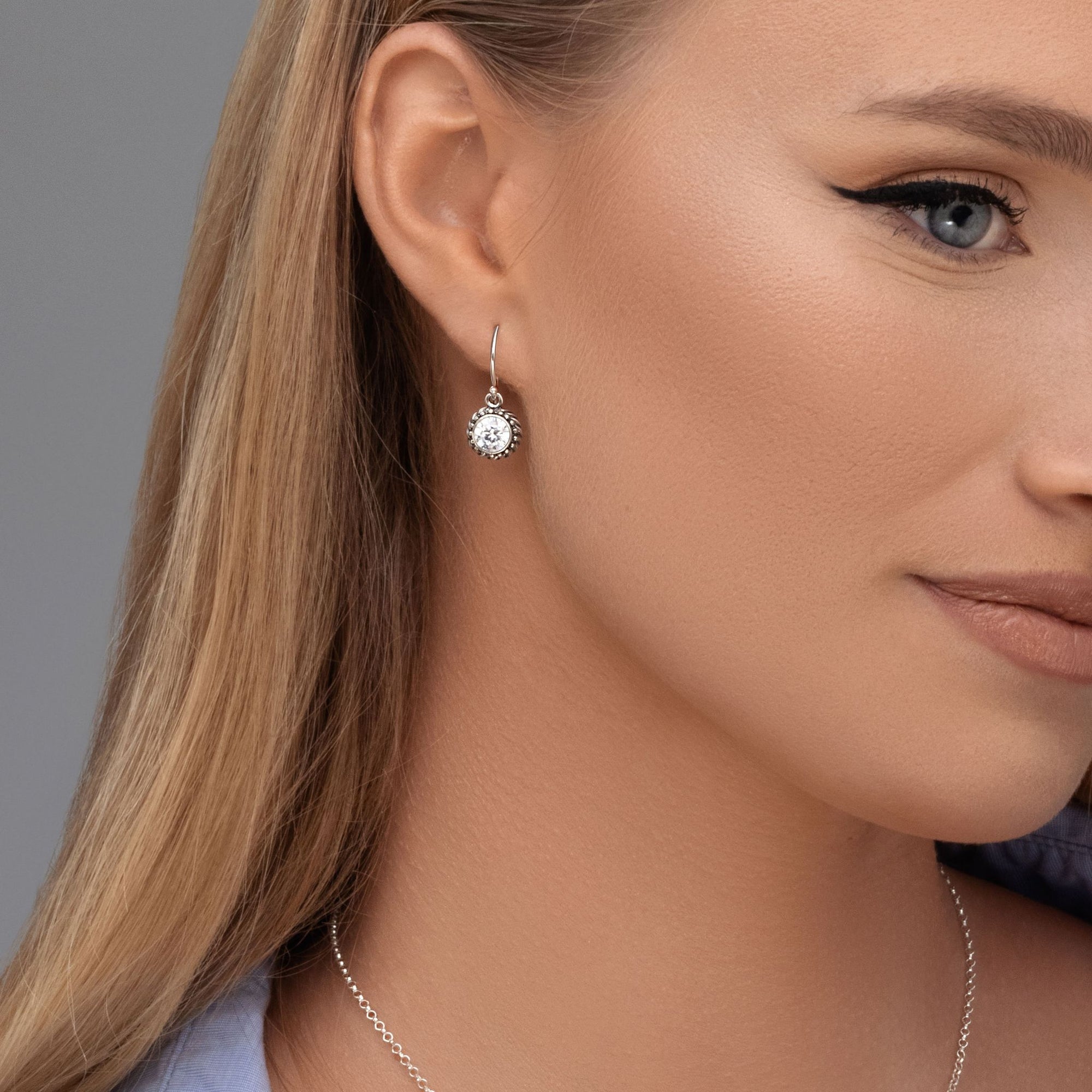 Sterling Silver CZ Rope Earrings
