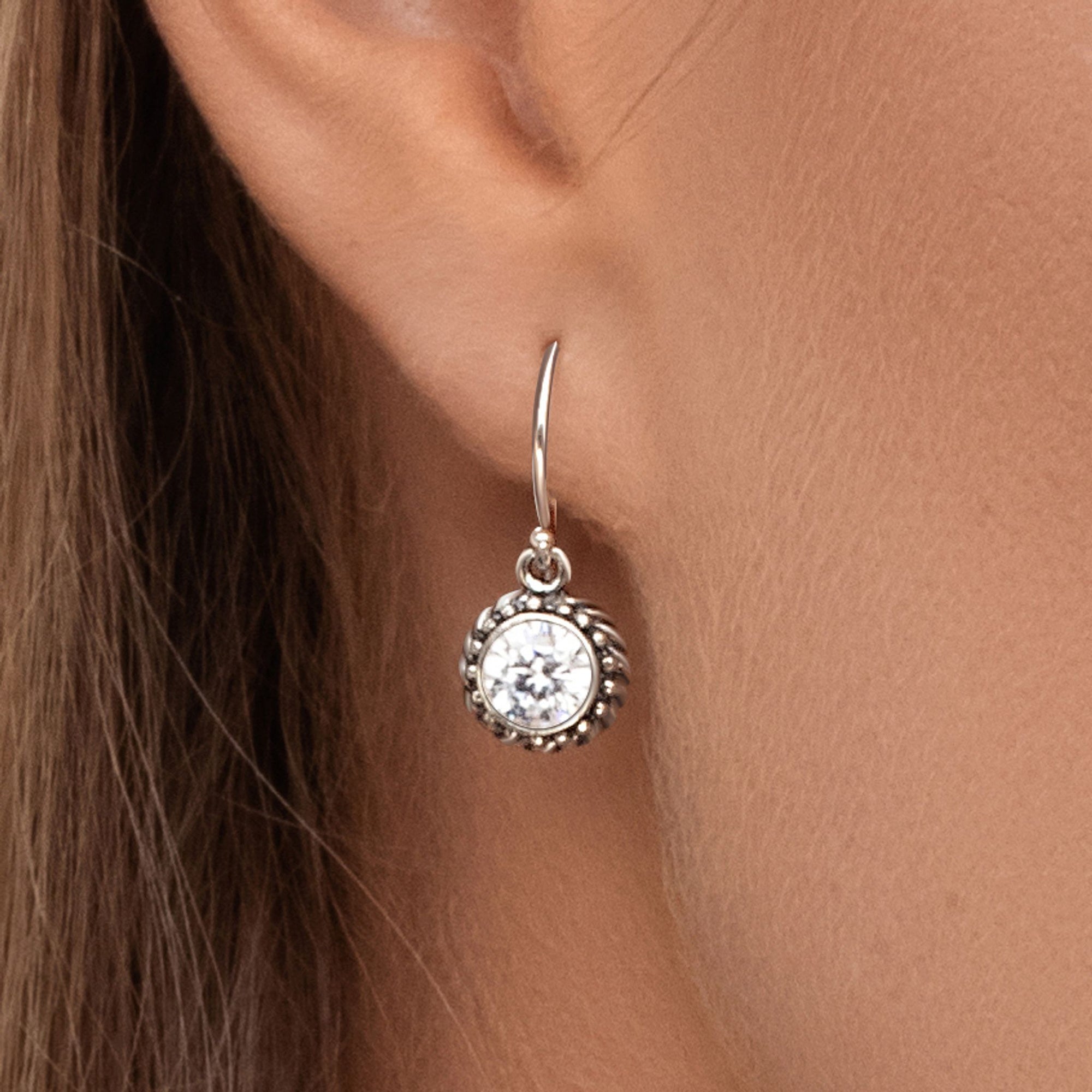 Sterling Silver CZ Rope Earrings
