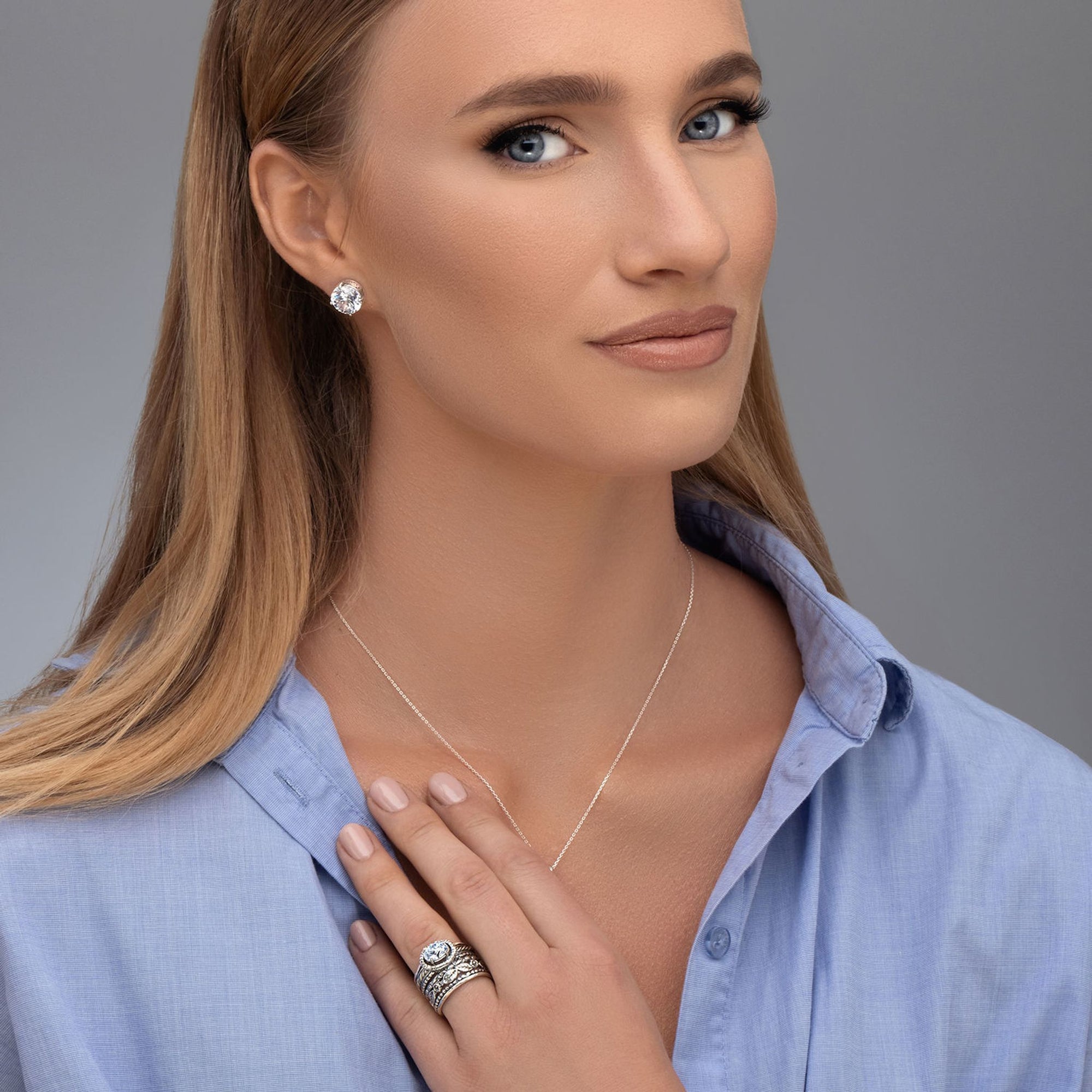 Floraler Sterling-Silberring mit Zirkonia