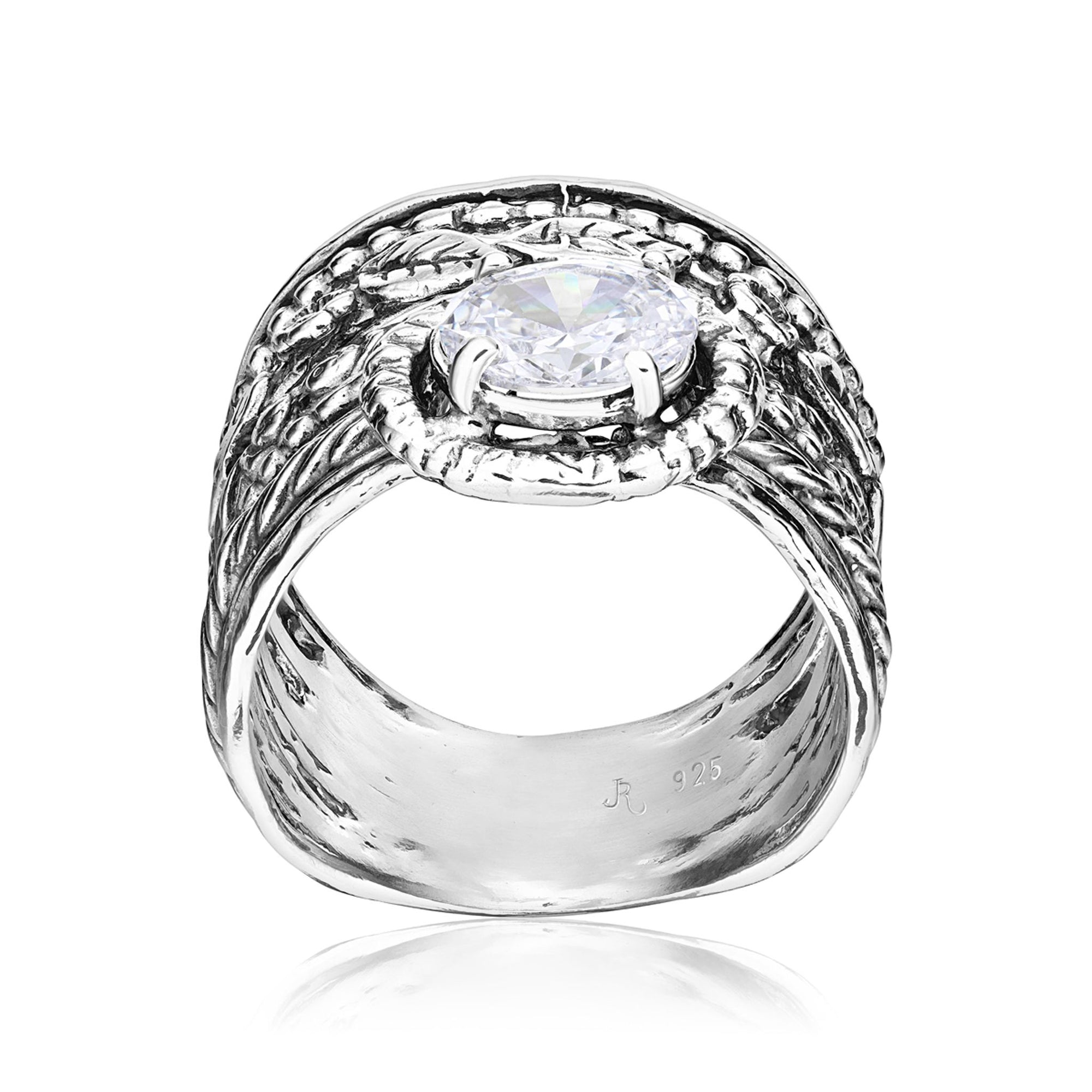 Floraler Sterling-Silberring mit Zirkonia