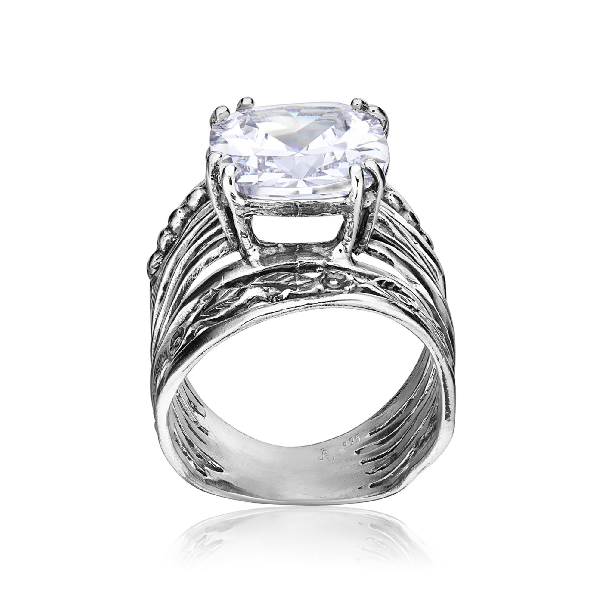 Anello floreale in argento sterling con zirconi cubici