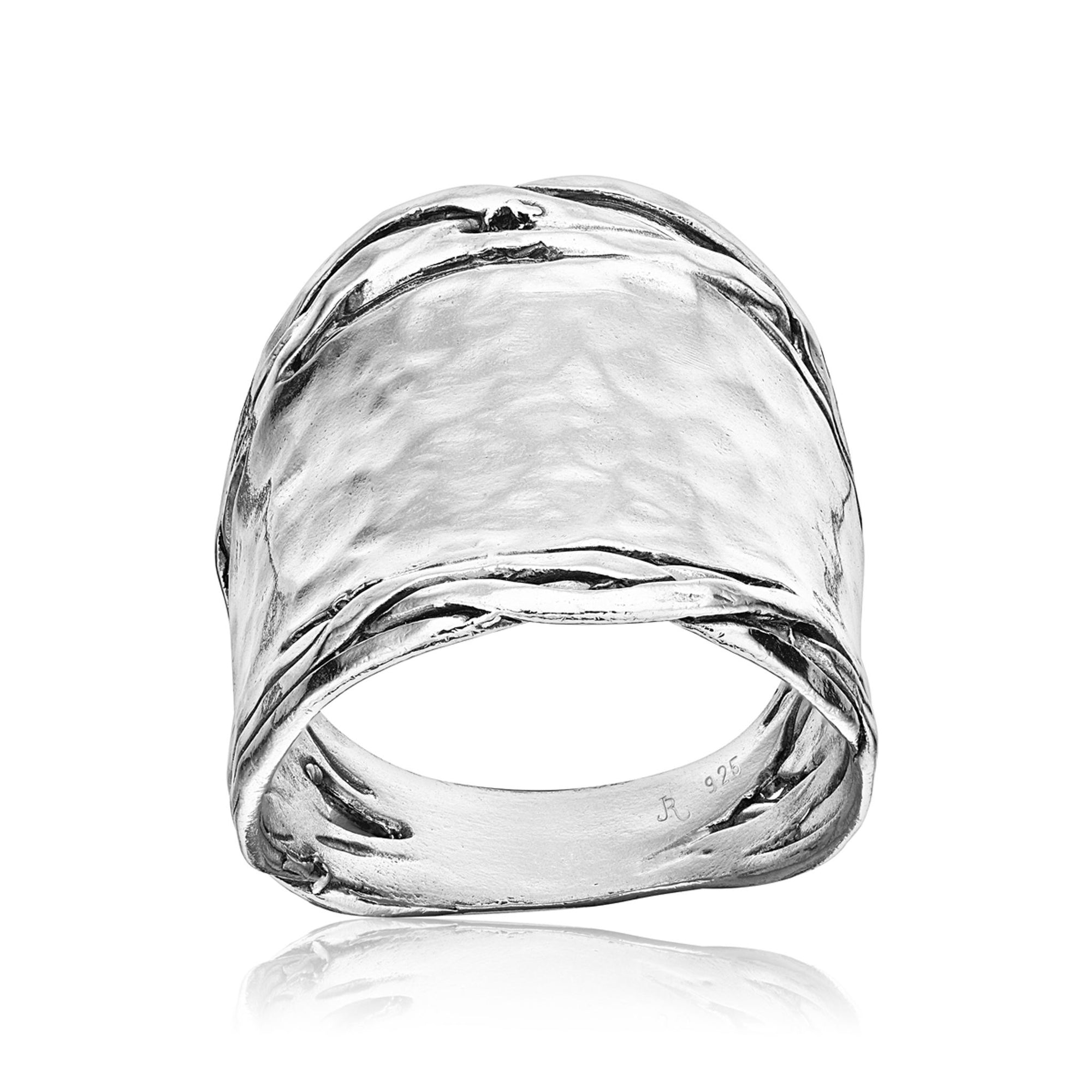 Wide Sterling Silver Hammered Ring