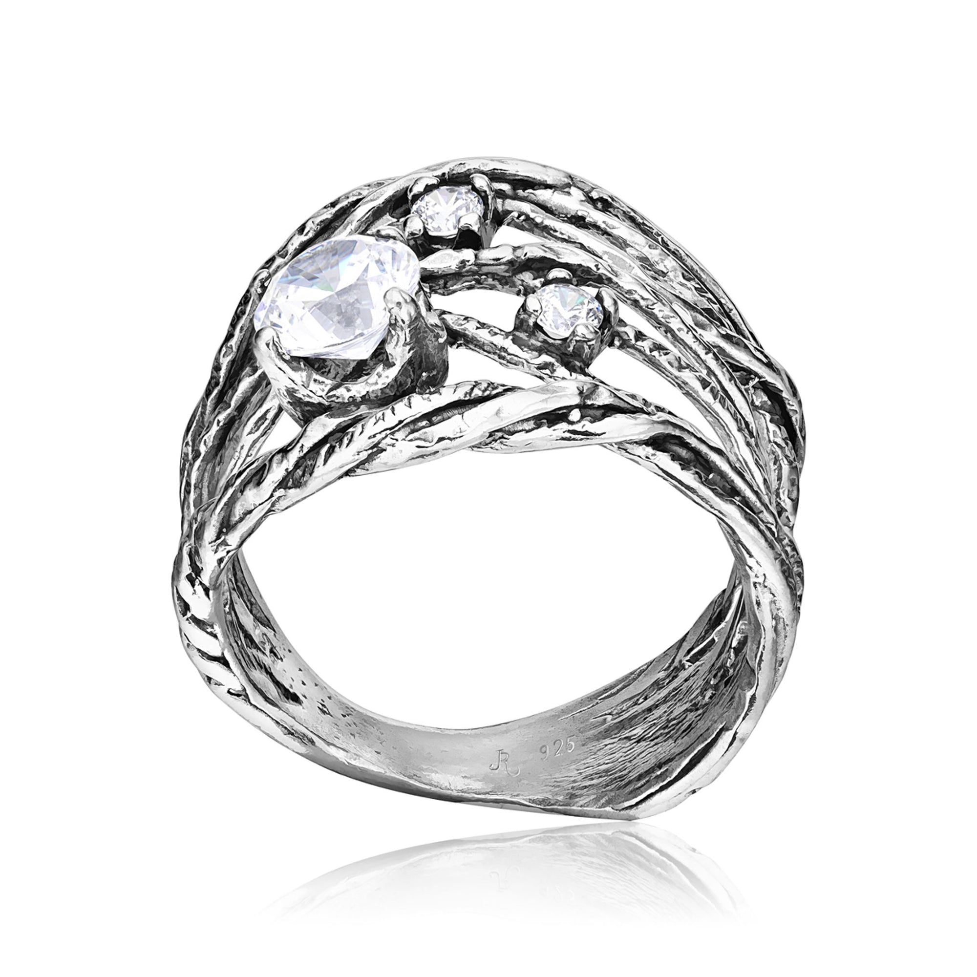 Filigraner Sterling Silber CZ Ring