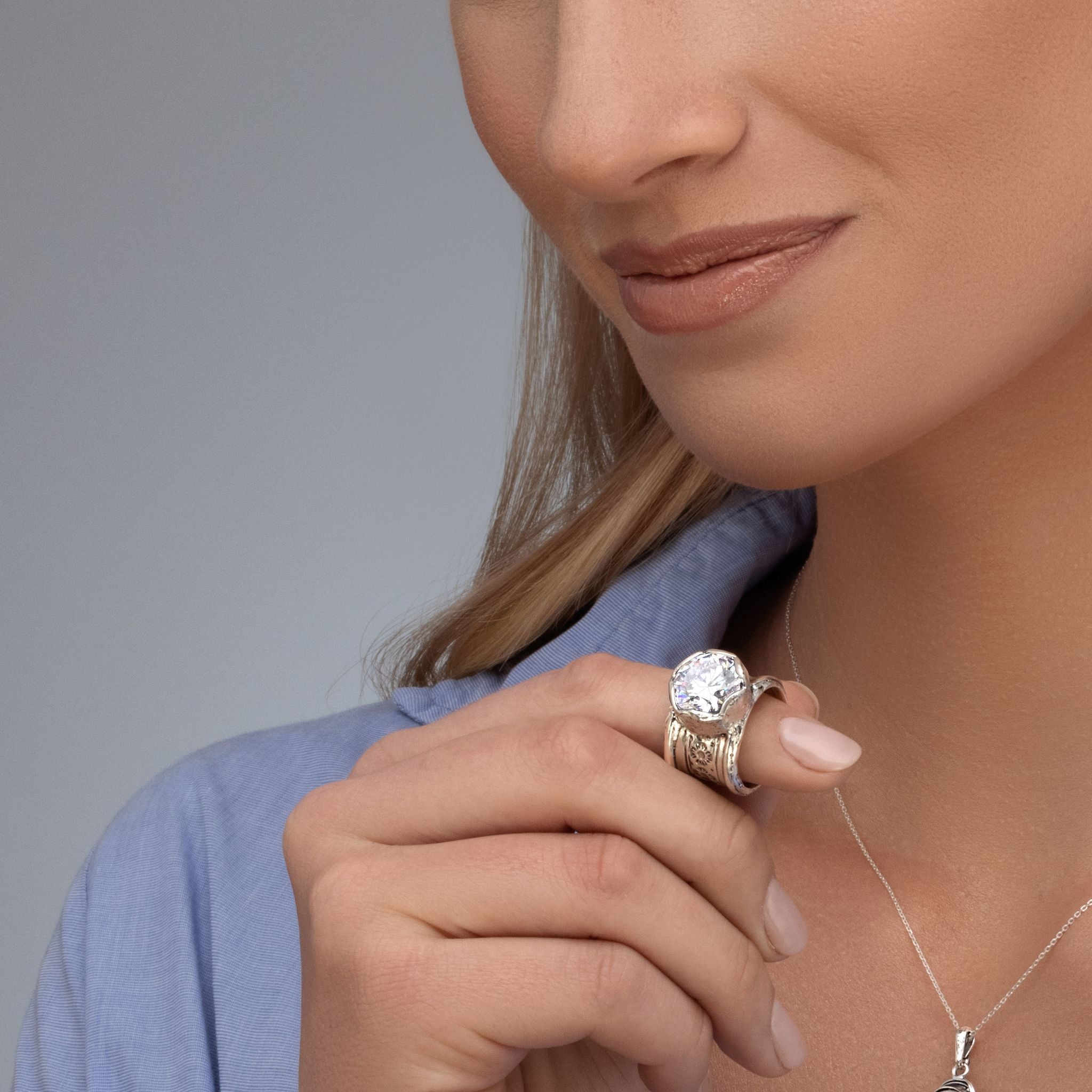 Wide Sterling Silver CZ Floral Ring – Jean Rachel Jewelry