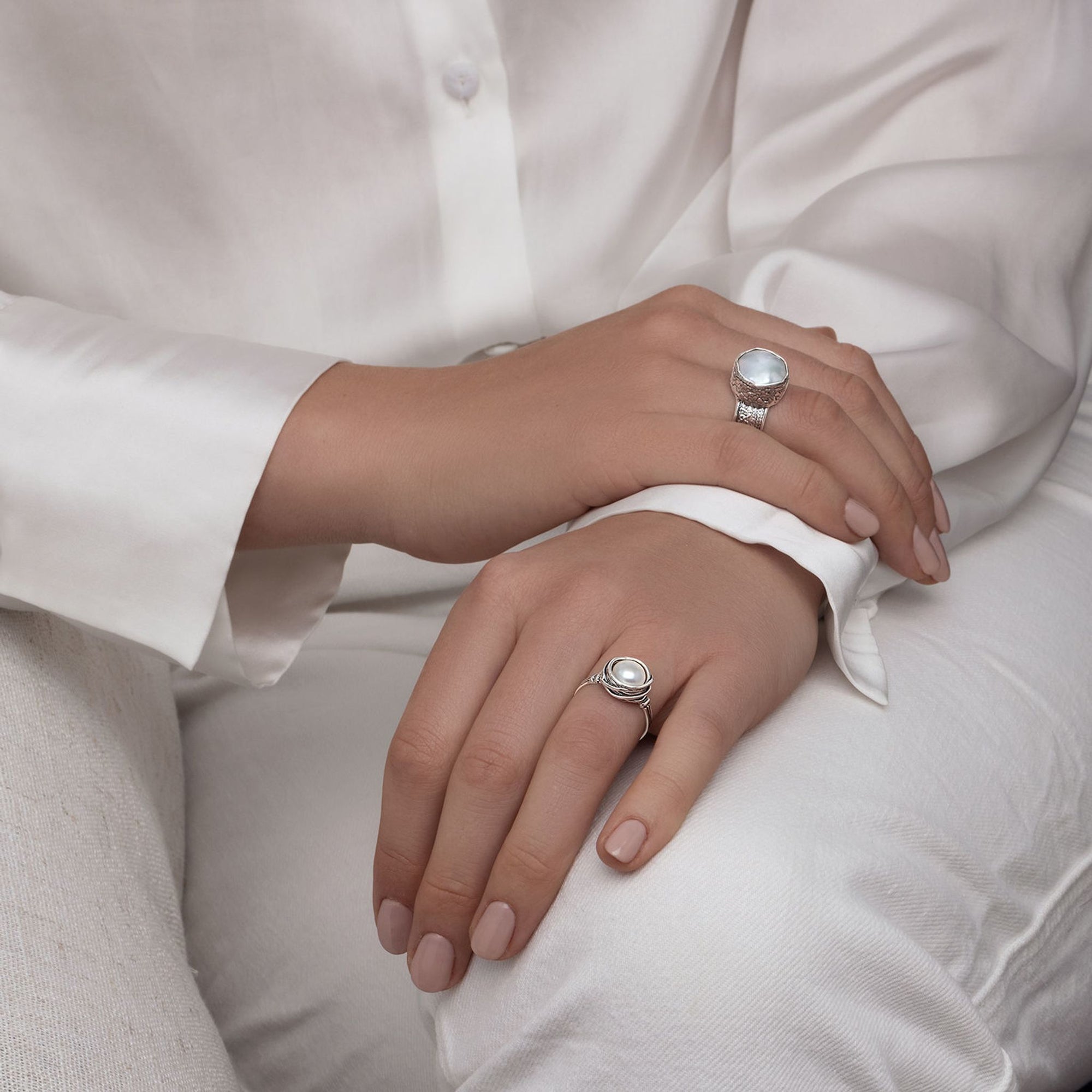 Sterling Silber Süßwasserperlen Ring