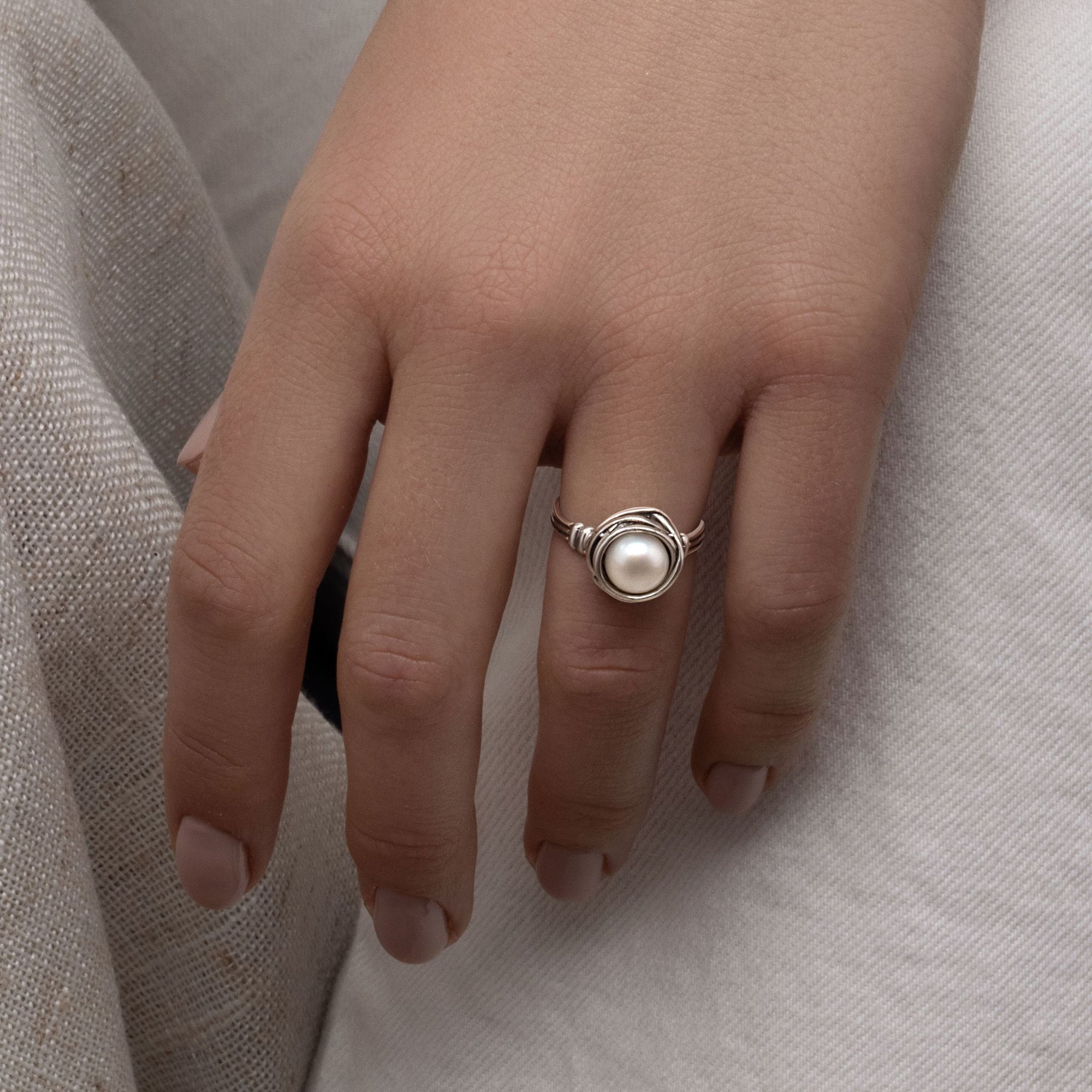 Sterling Silber Süßwasserperlen Ring