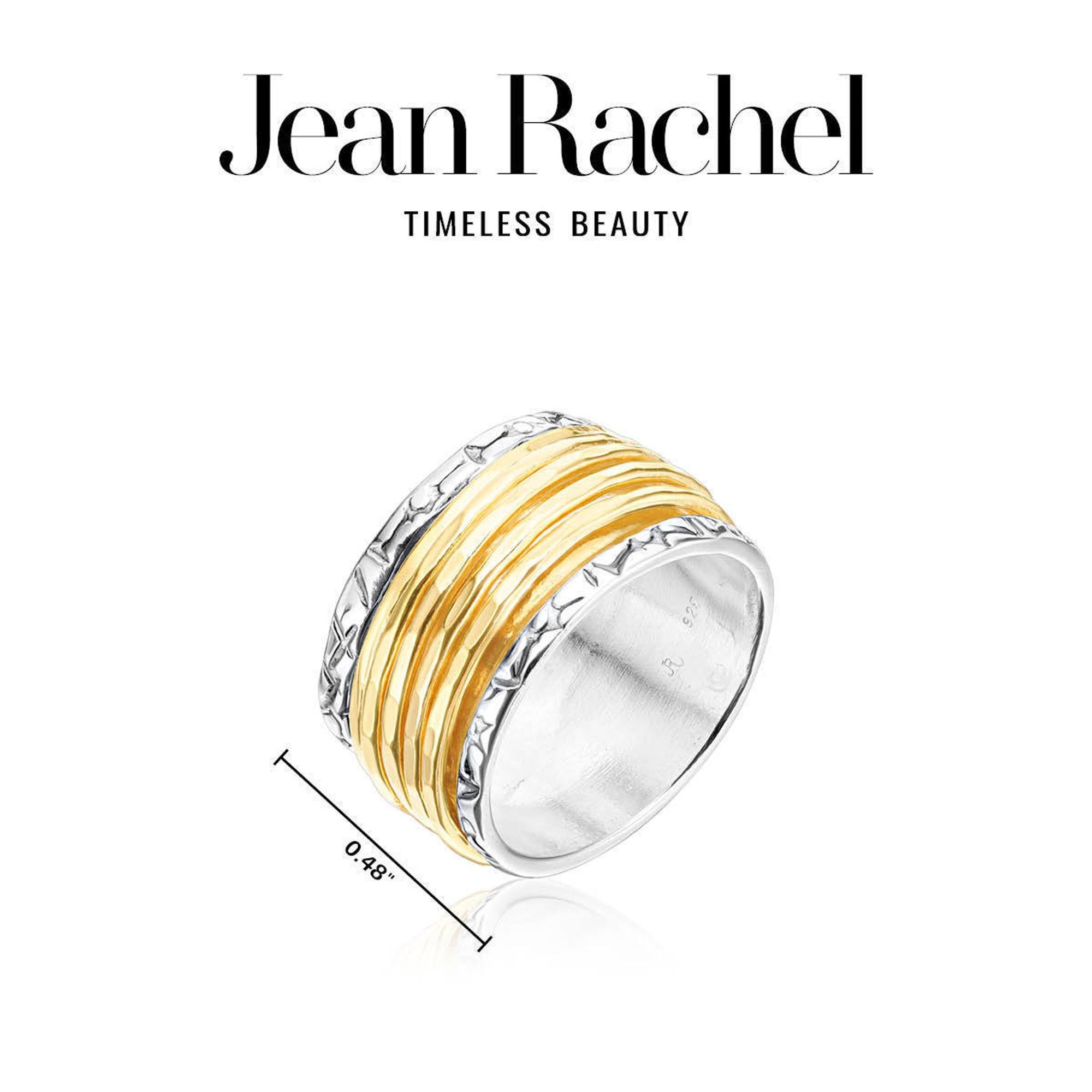 Sterling Silver and Gold Hammered Spinner Ring