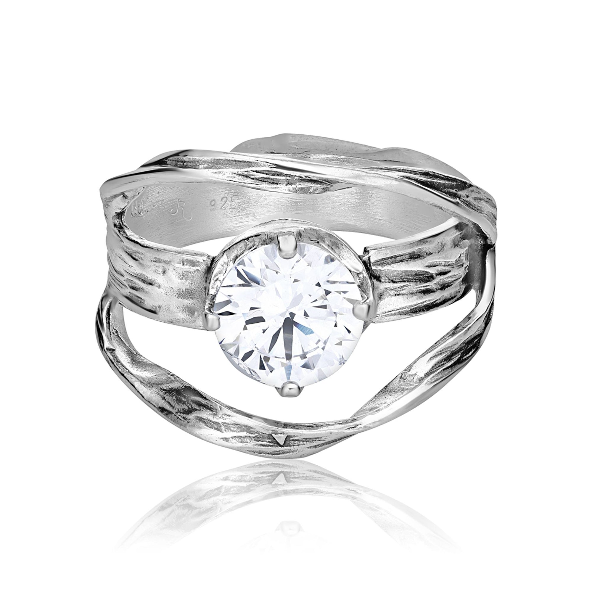 Anello in argento sterling traforato con zirconi cubici