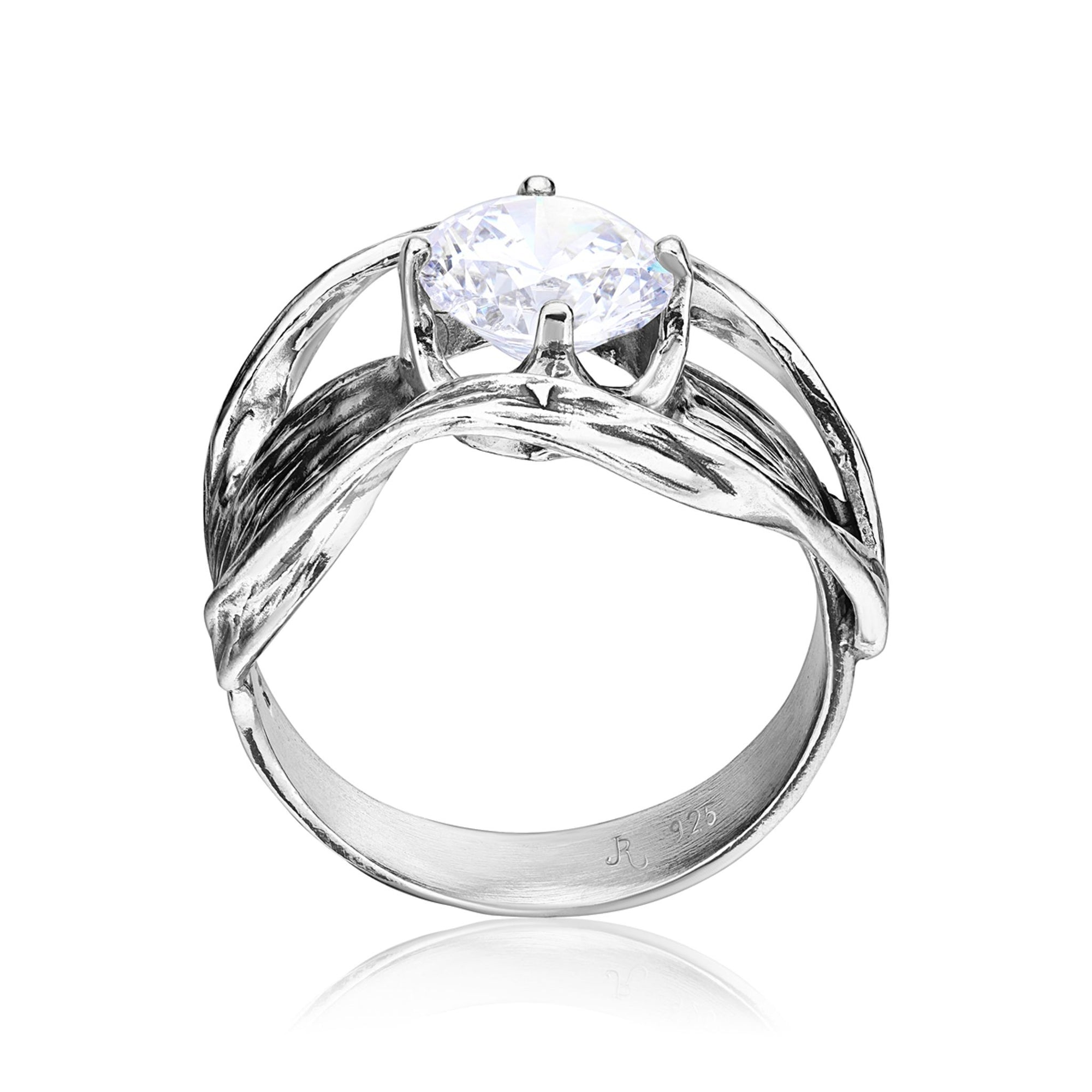 Anello in argento sterling traforato con zirconi cubici