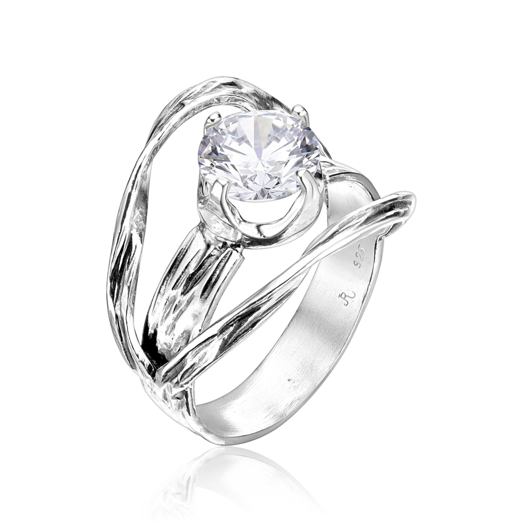 Anello in argento sterling traforato con zirconi cubici