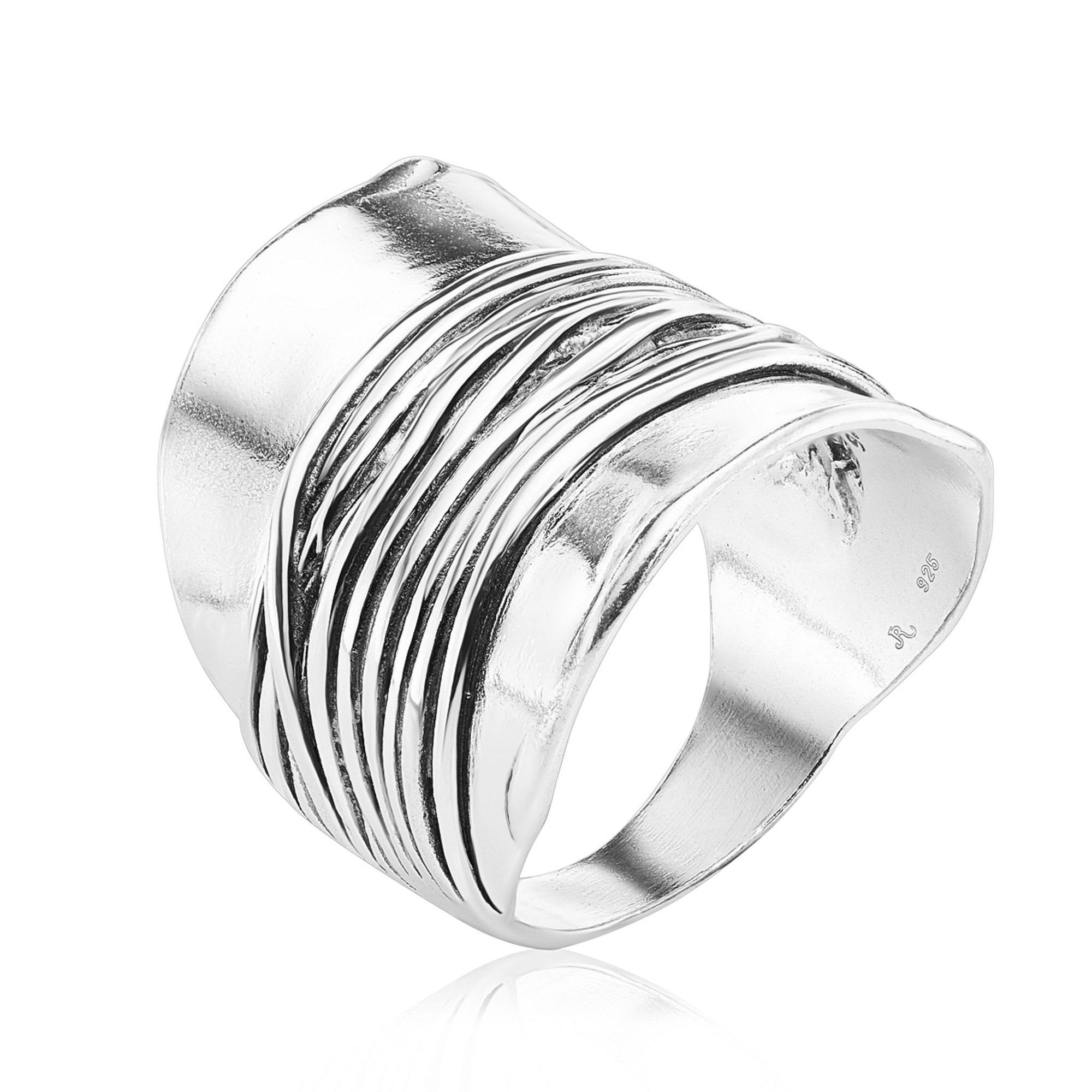 Sterling Silver Wire Wrap Shield Ring