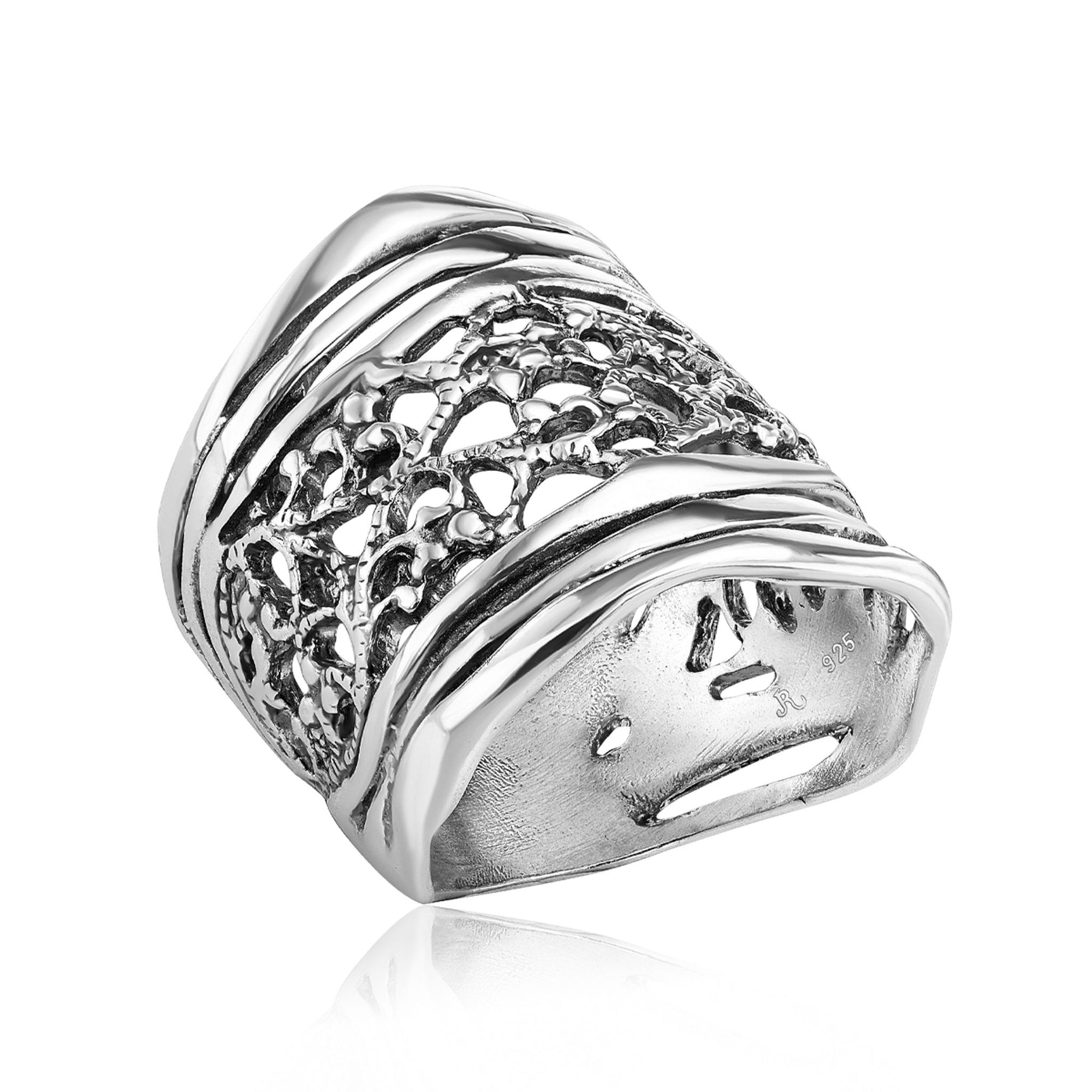 Sterling Silber Spitzenschild Ring