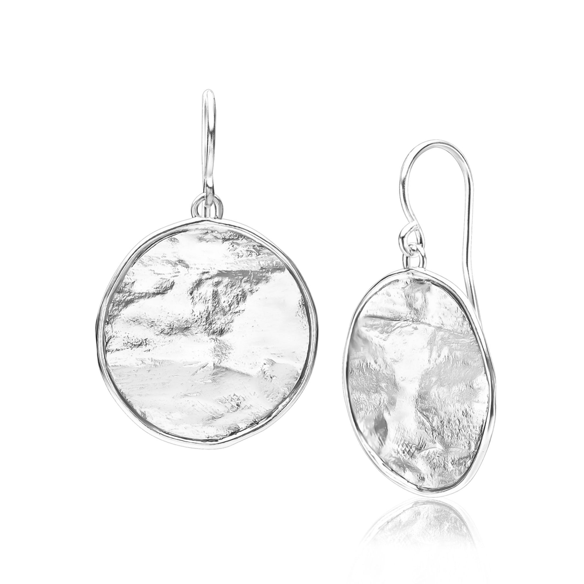Orecchini pendenti con disco grande in argento sterling