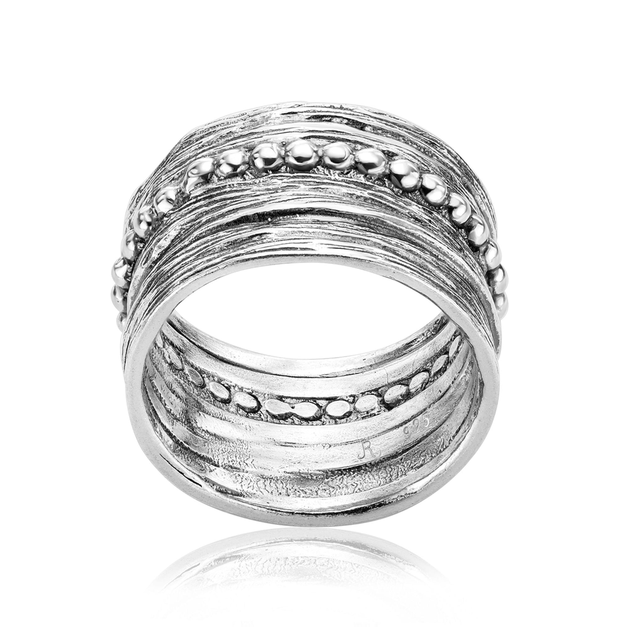 Breiter Perlenring aus Sterlingsilber